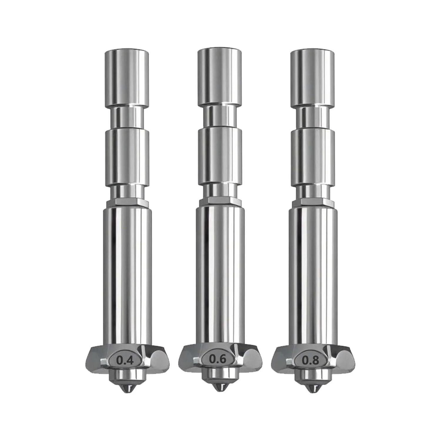 3 عدد نازل یکپارچه Kobra 3 Max Combo در اندازه های 0.4MM، 0.6MM و 0.8MM، نازل های فولادی سخت شده با جریان بالا و تعویض سریع، کیت جایگزینی هات اند هد پرینت با سرعت بالا برای پرینتر Anycubic