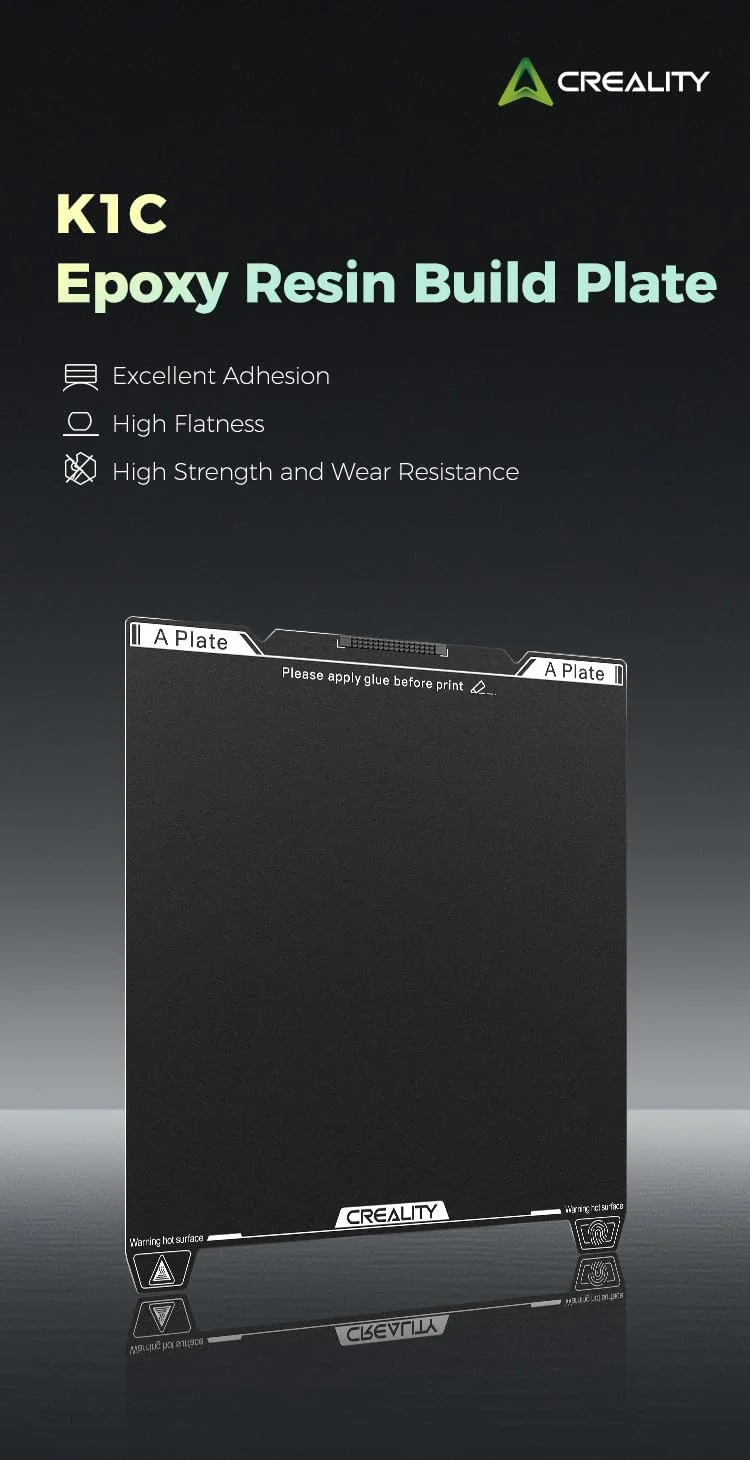 صفحه ساخت رزین اپوکسی ارتقا یافته Creality K1C، ابعاد 235*235 میلی متر، بدون برچسب مغناطیسی نرم، طراحی تمیز کننده نازل، چسبندگی عالی، استحکام بالا و مقاومت در برابر سایش، پلتفرم پرینتر سه بعدی برای K1C/ K1 SE