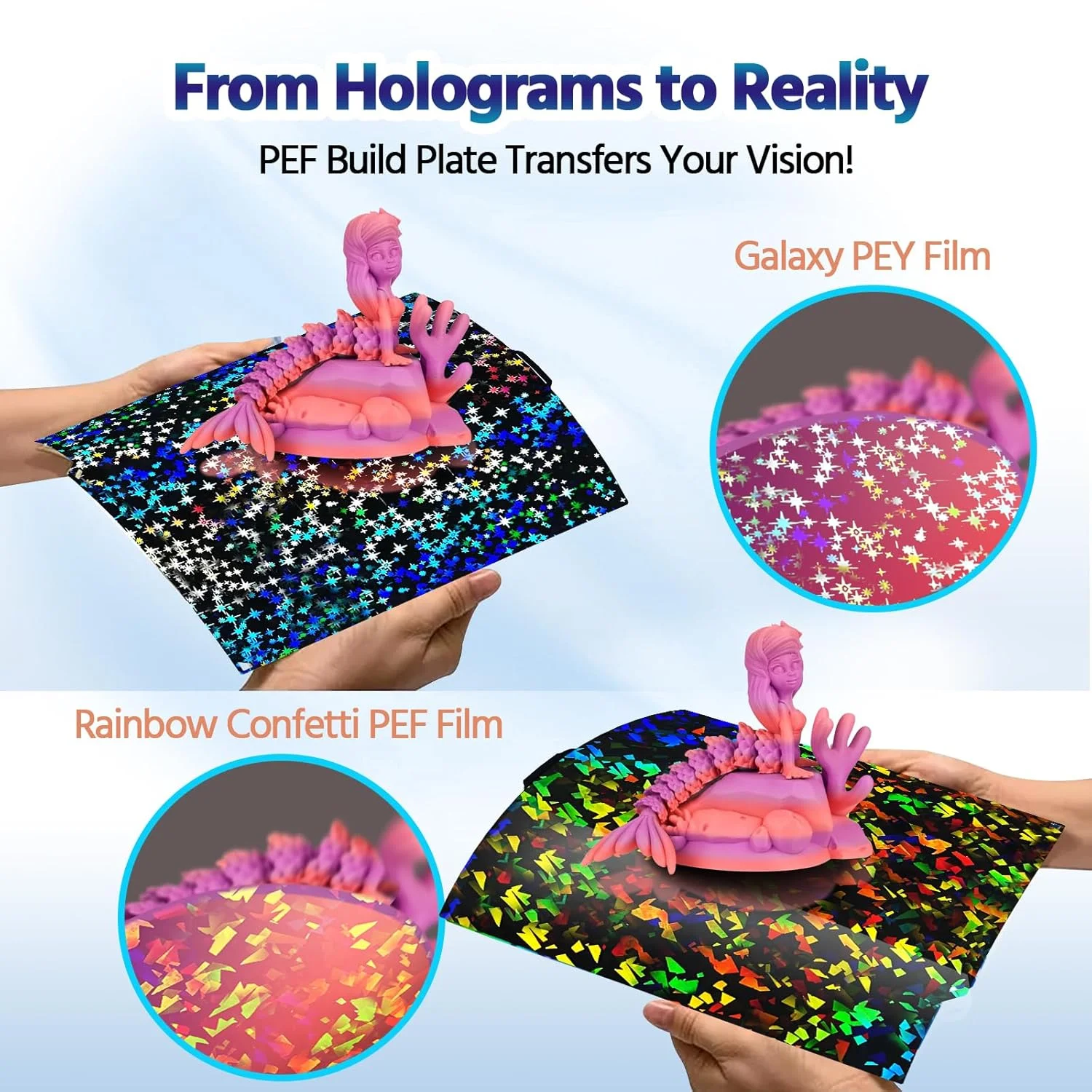 صفحه ساخت دو طرفه فنری فولادی انعطاف پذیر PEF هولوگرافیک کربنی Centauri، ابعاد 260x271 میلی متر، مناسب برای پرینتر سه بعدی Elegoo Centauri Carbon