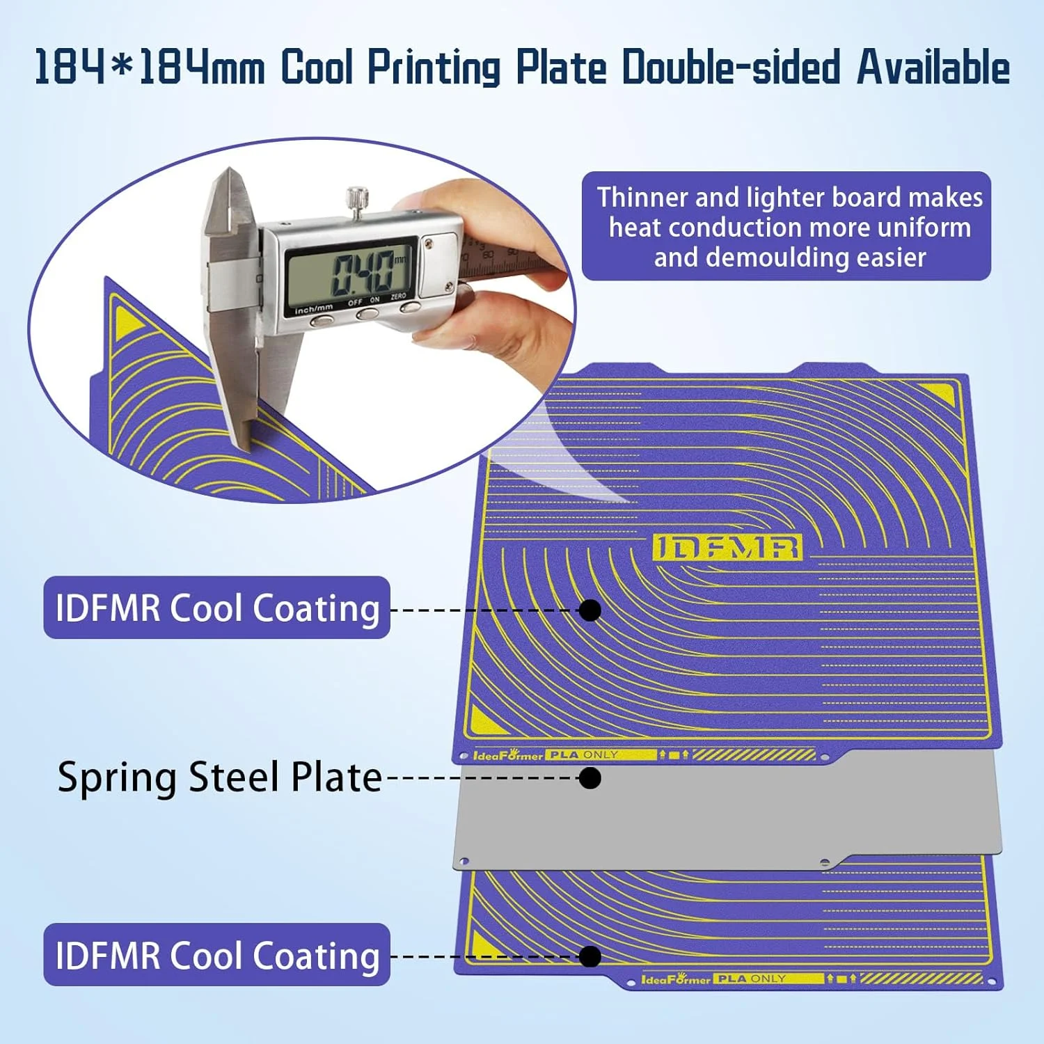 صفحه خنک کننده کوچک A1 با ابعاد 184x184 میلی متر برای Bambu Lab، صفحه سرد بافت دار برای چاپ در دمای پایین برای Bambu A1 Mini