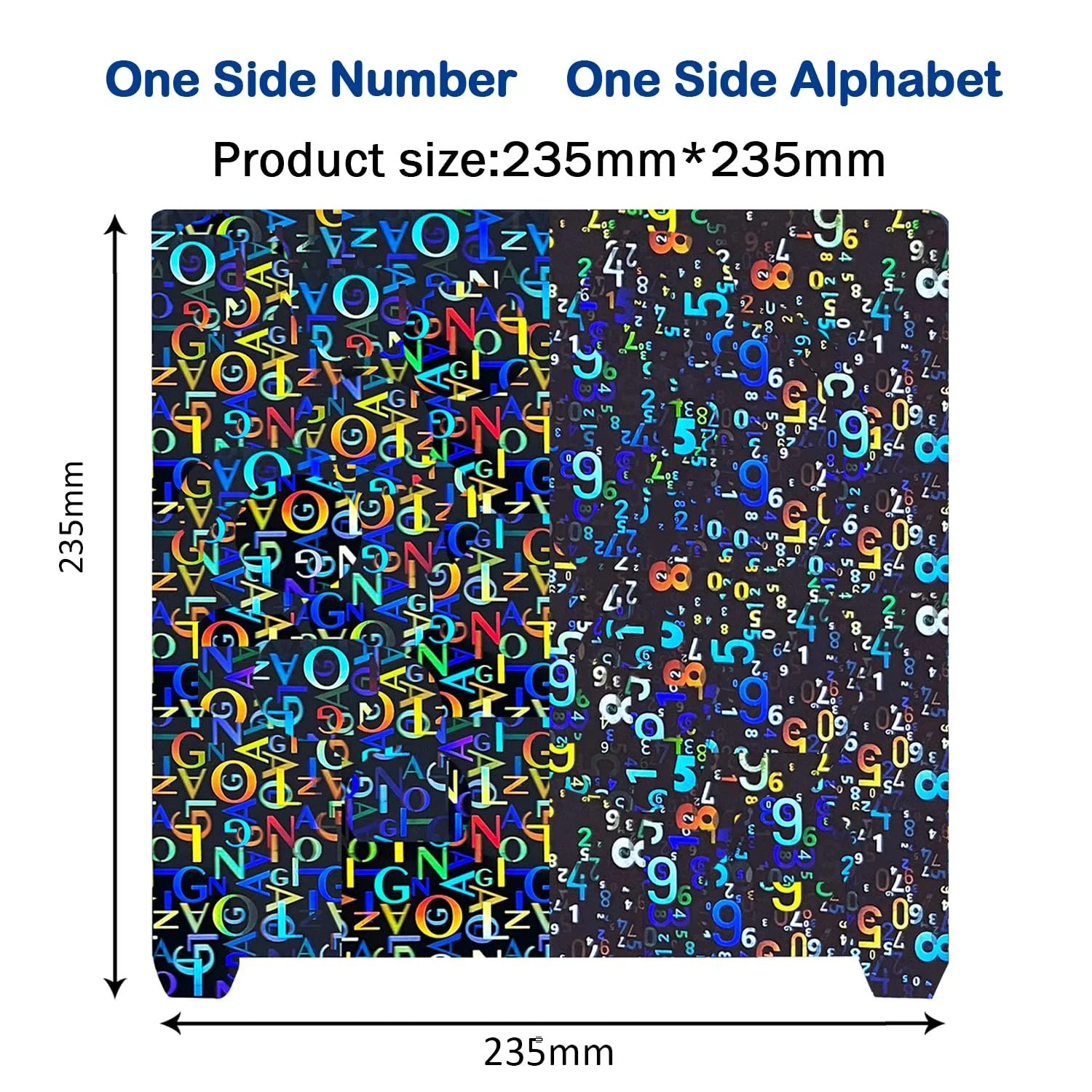 صفحه ساخت دو طرفه 235X235mm پلتفرم H1H صفحه ساخت بستر چاپ فولادی فنری برای پرینتر سه بعدی K1/K1C/Ender 3 V3/Ender 3 V3 KE/Ender 3 V3 SE/K1C/CR10-SE (حروف الفبا + اعداد)
