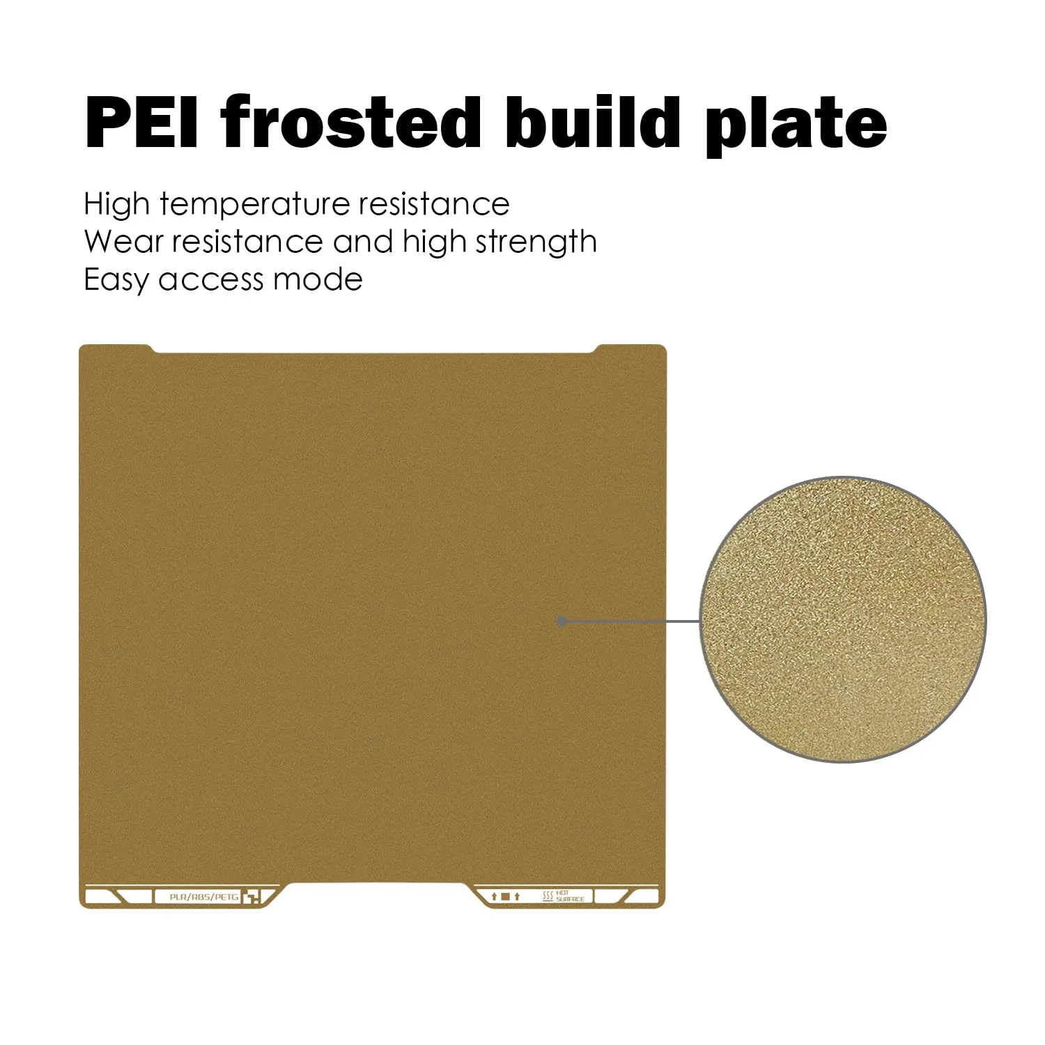 صفحه ساخت PEI مدل H2S/H2D برای Bambu Lab H2D، ابعاد 355x346.5 میلی‌متر، پلتفرم بافت‌دار دو طرفه طلایی برای پرینتر سه بعدی، صفحه PEI، پلتفرم انعطاف‌پذیر و جداشدنی، بستر گرم شونده، مت پلتفرم پرینت سه بعدی