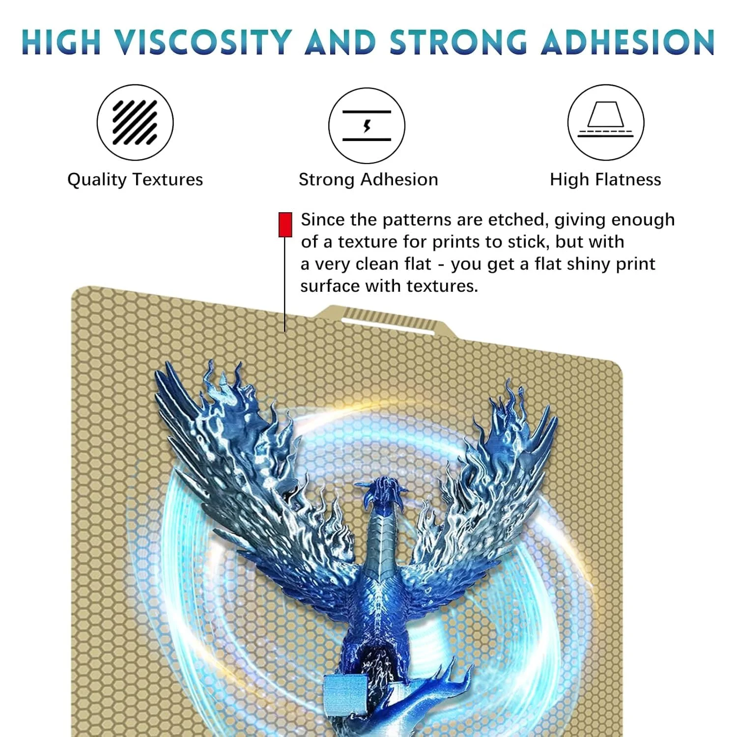 صفحه ساخت لانه زنبوری PEI ابعاد 257x257 میلی‌متر برای پرینتر سه بعدی Bambu Lab X1C/X1/X1E/P1P/P1S/A1، فناوری ارتقا یافته اچینگ، الگوی لانه زنبوری + مربعی، پلتفرم صفحه فولادی فنری انعطاف پذیر دو طرفه 0.5 میلی‌متری.