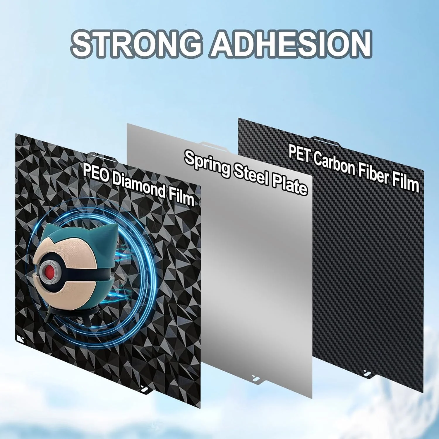 صفحه ساخت دو طرفه PEO PET ابعاد 260x271 میلی‌متر مناسب پرینتر سه بعدی Elegoo Centauri Carbon/Centauri، بستر چاپ گرم شونده، پلتفرم انعطاف پذیر با سطح صاف الماسه + فیبر کربن