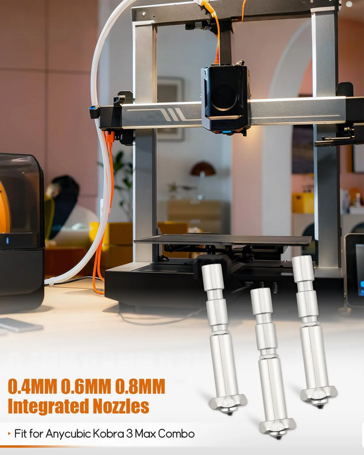 نازل های تعویض سریع فولاد سخت شده 0.4MM 0.6MM 0.8MM مناسب برای اکسترودر پرینتر سه بعدی Anycubic Kobra 3 Max Combo