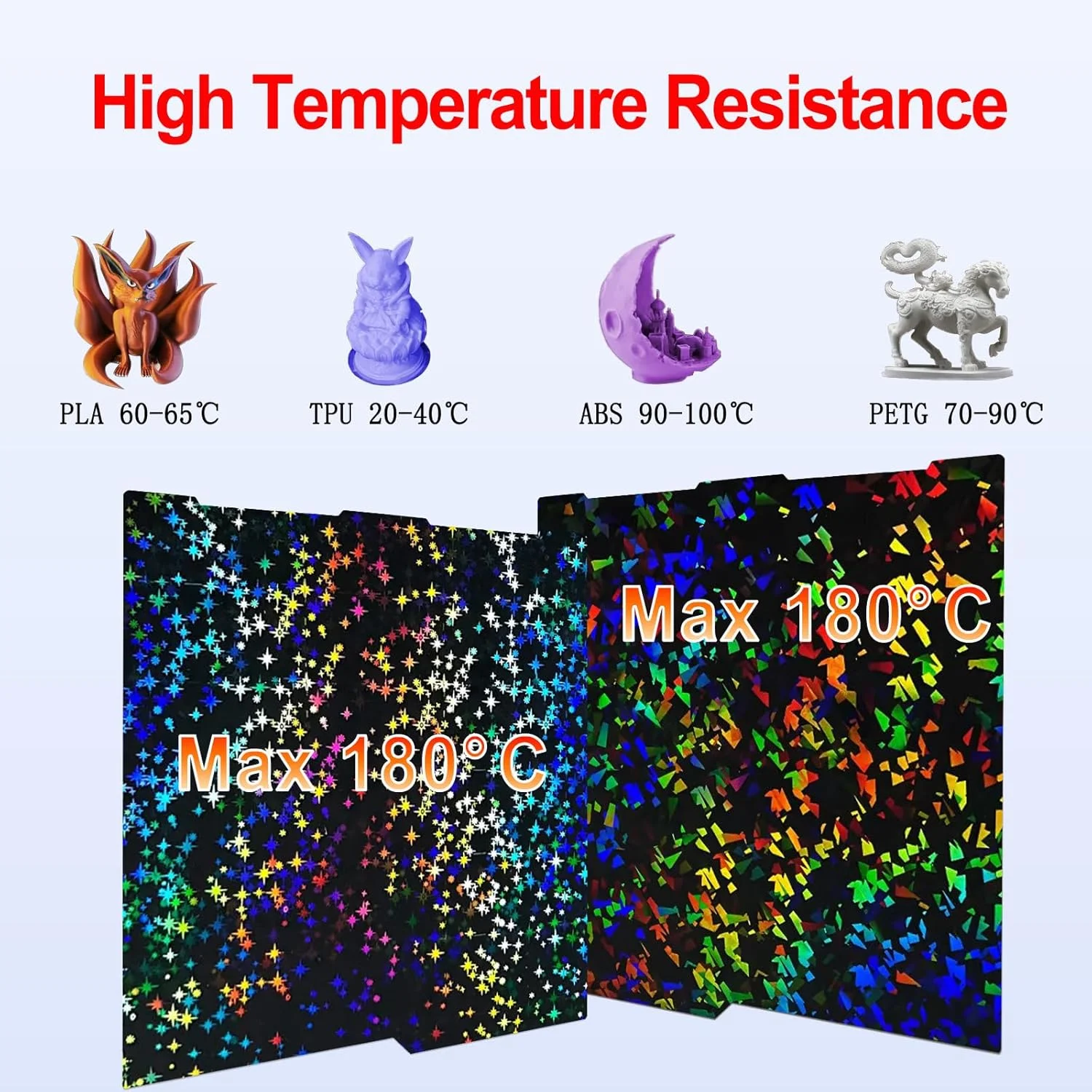 صفحه ساخت PEF+PEY با ابعاد 256x268 میلی‌متر برای Anycubic Kobra 3 V2/Kobra 3/Combo/ACE Pro، صفحه فولادی فنری PEF+Galaxy PEY با طرح رنگین کمانی برای پرینتر سه بعدی Anycubic Kobra 3