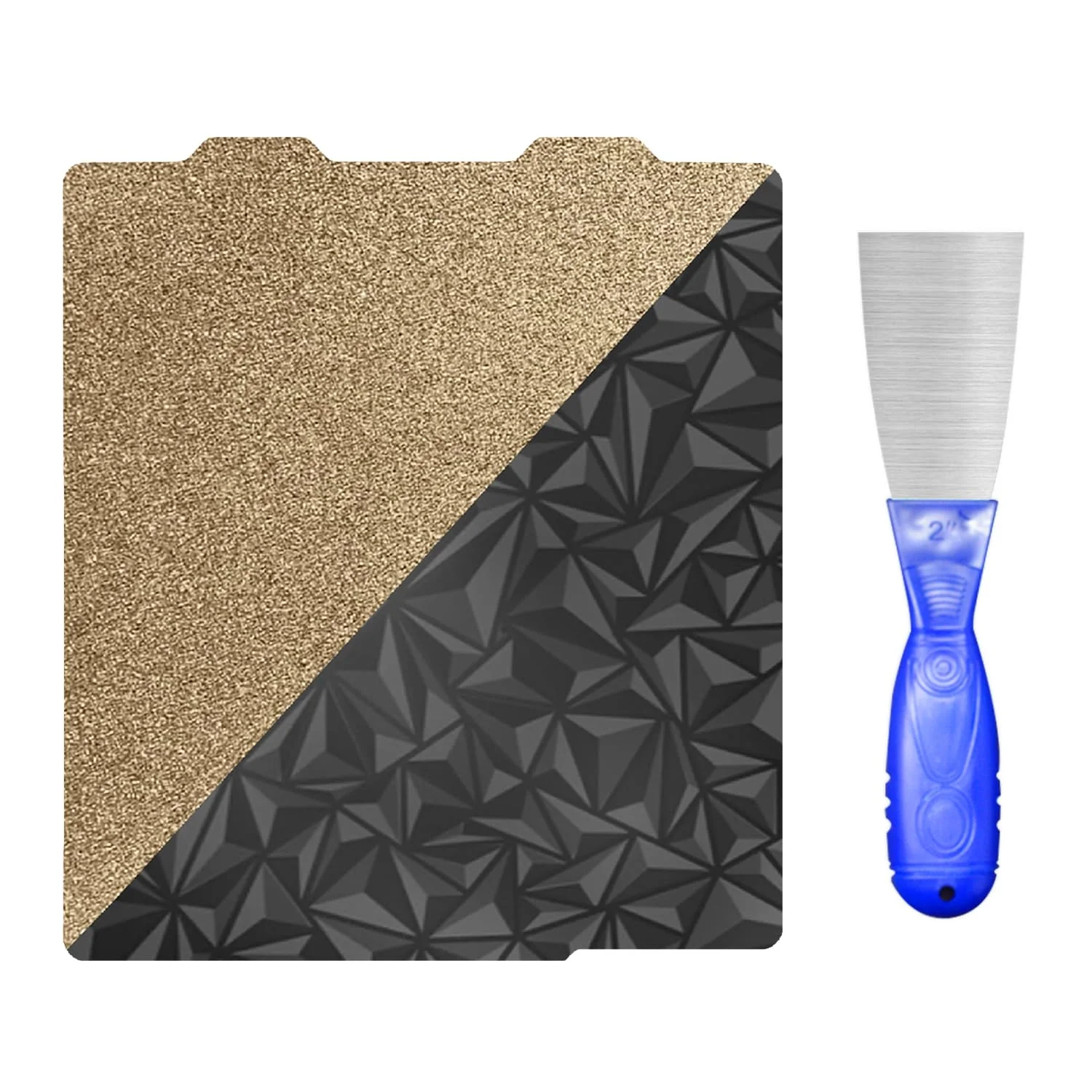 صفحه ساخت PEI جی‌تک برای پرینترهای سه بعدی Bambu Lab A1 Mini، ۱۸۴x۱۸۴ میلی‌متر (۷.۲۴x۷.۲۴ اینچ)، ورق PEI بافت‌دار دو طرفه، ورق فولادی فنری، به همراه کاردک