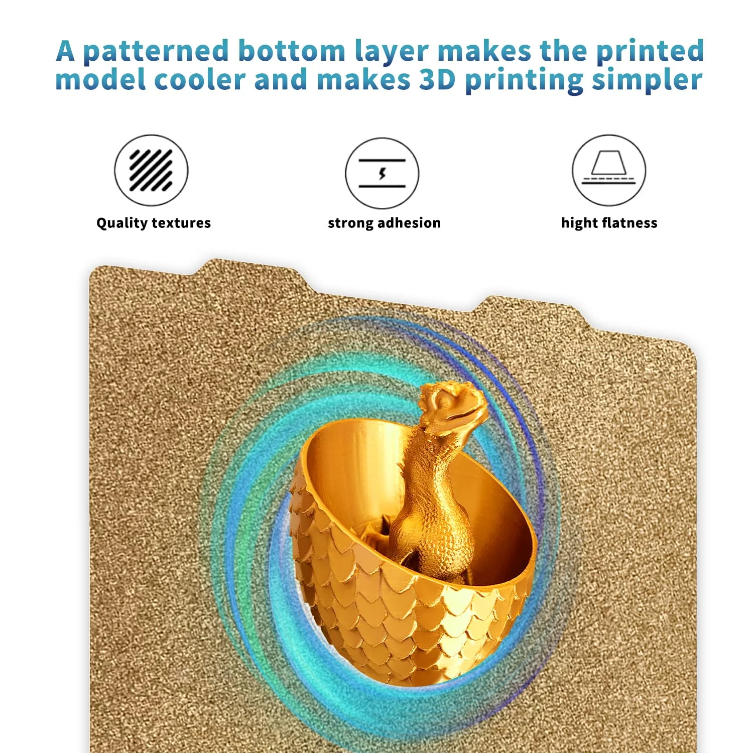 صفحه ساخت PEI جی‌تک برای پرینترهای سه بعدی Bambu Lab A1 Mini، ۱۸۴x۱۸۴ میلی‌متر (۷.۲۴x۷.۲۴ اینچ)، ورق PEI بافت‌دار دو طرفه، ورق فولادی فنری، به همراه کاردک