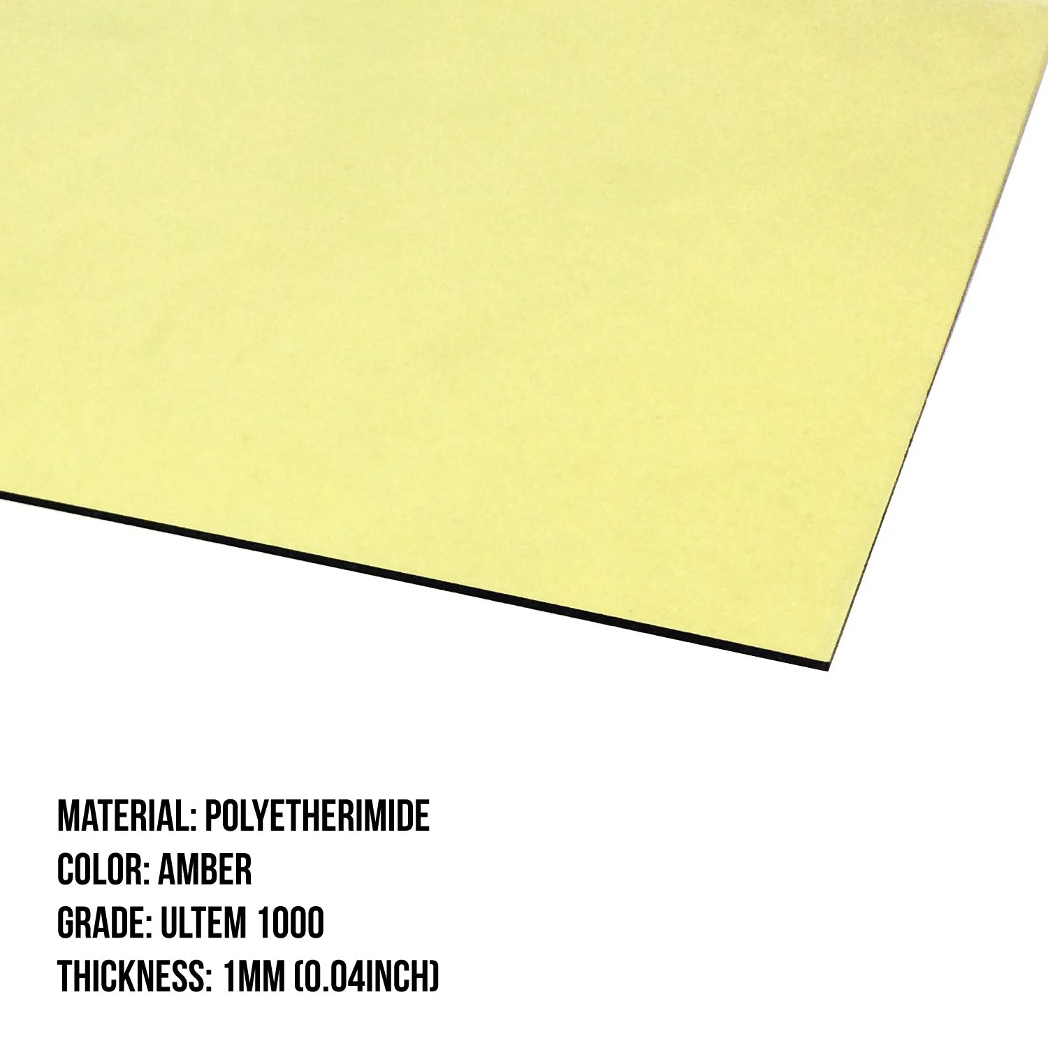 ورق PEI گیزمودورکس 8" x 8" (203mm x 203mm) ضخامت 1mm سطح ساخت پرینتر سه بعدی Ultem 1000، ساخت آمریکا