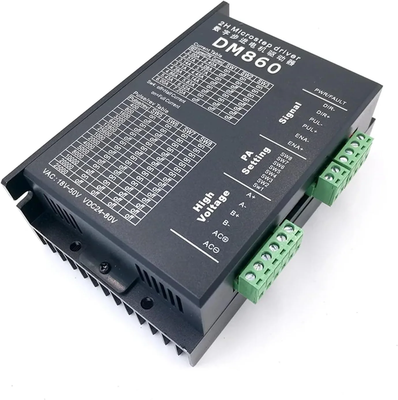 درایور استپ DM860 کنترلر استارتر الکترونیکی درایورهای DC براشلس میکرو استپ برای استپر 57 86 Nema23 Nema34