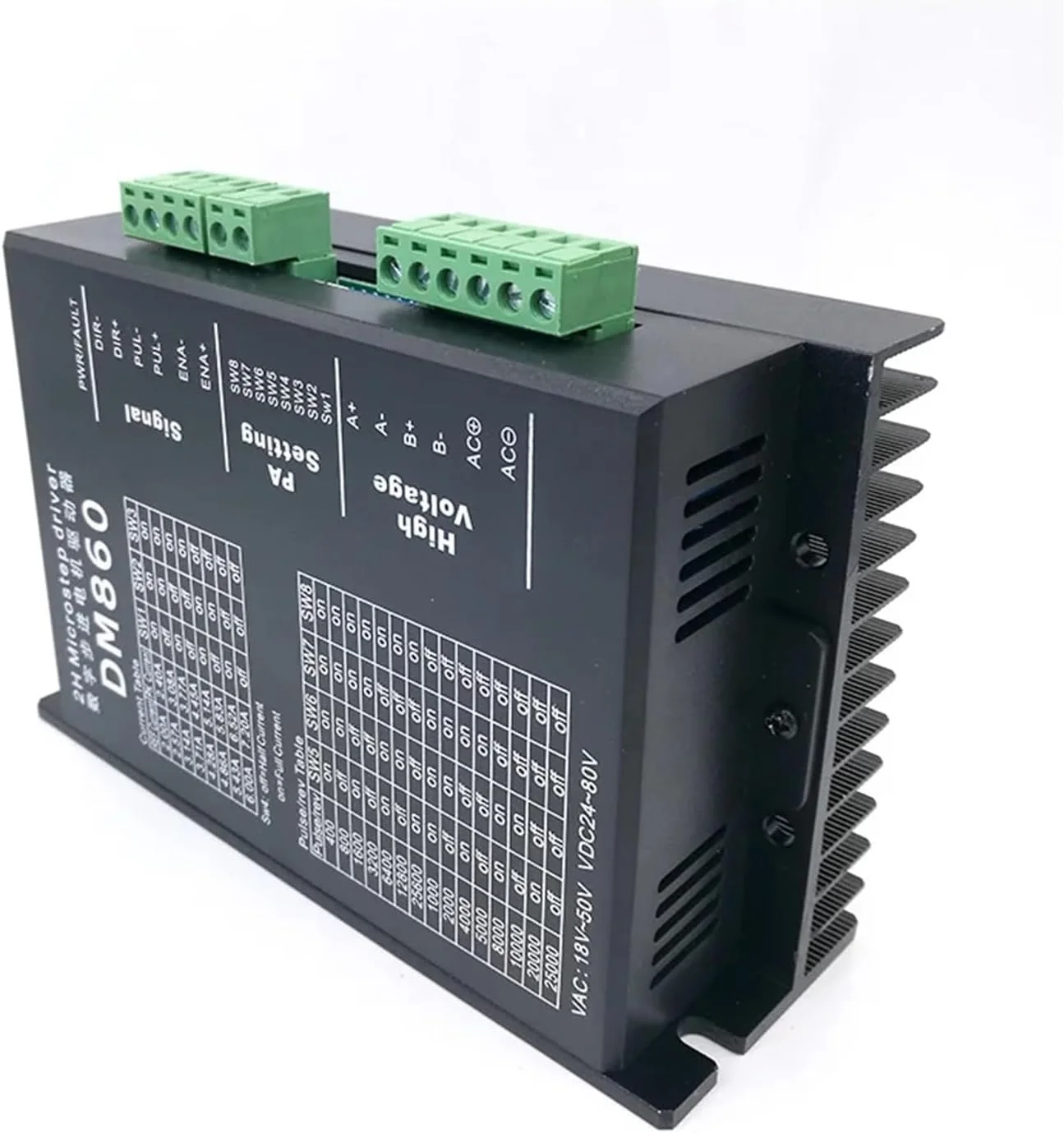 درایور استپ DM860 کنترلر استارتر الکترونیکی درایورهای DC براشلس میکرو استپ برای استپر 57 86 Nema23 Nema34