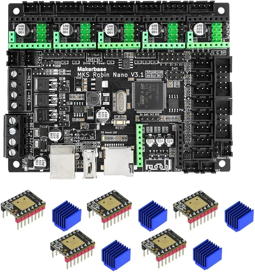 برد کنترل پیشرفته Makerbase Mks Robin Nano V3.1 Eagle 32 بیتی با درایور موتور TMC2209، وای فای و صفحه لمسی سه بعدی