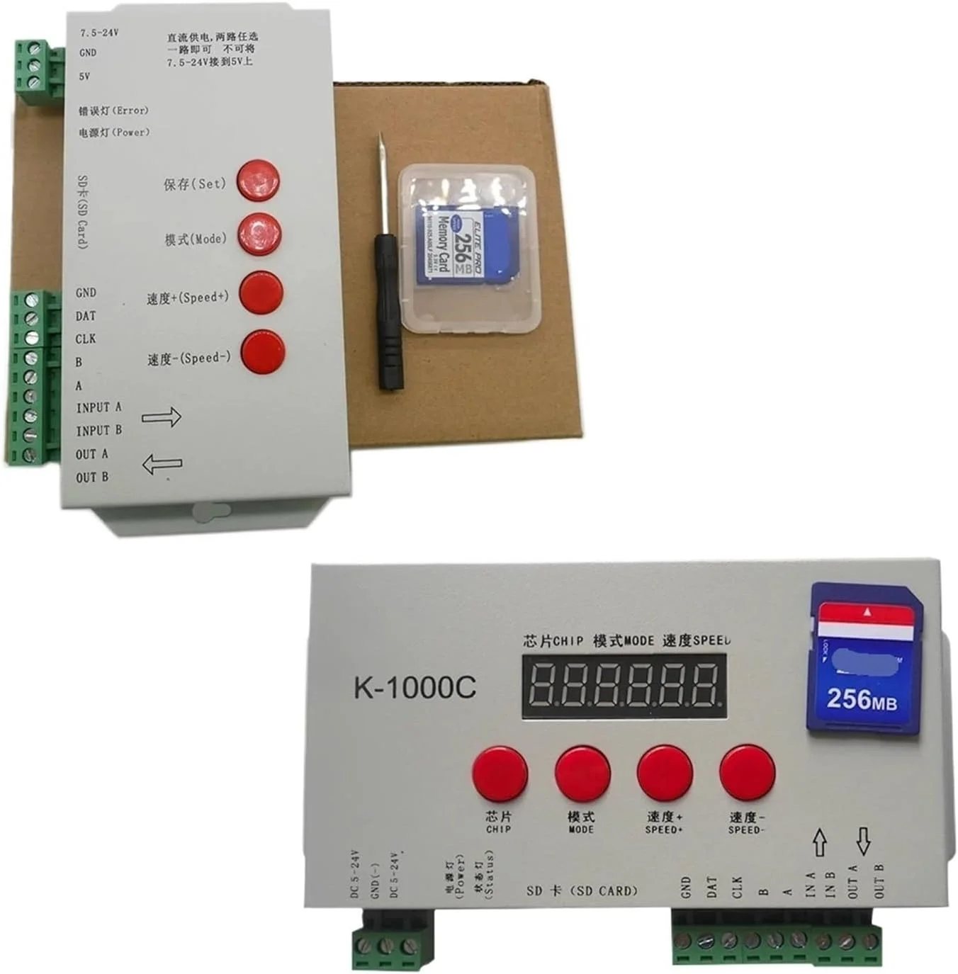 کنترلر K-1000C (به روز شده T-1000S) K1000C WS2812B، WS2811، APA102، T1000S WS2813 LED 2048 پیکسل کنترلر برنامه DC5-24V