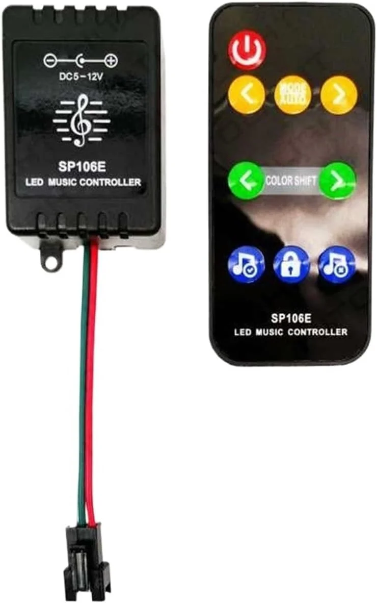 کنترلر موزیکال SP106E DC 5V - 12V RF Pixel IC SPI کنترلر LED رنگی برای نوارهای WS2812 WS2811 WS2812B SK6812