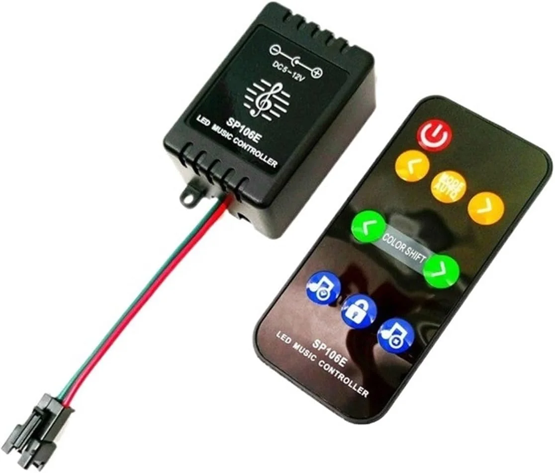 کنترلر موزیکال SP106E DC 5V - 12V RF Pixel IC SPI کنترلر LED رنگی برای نوارهای WS2812 WS2811 WS2812B SK6812