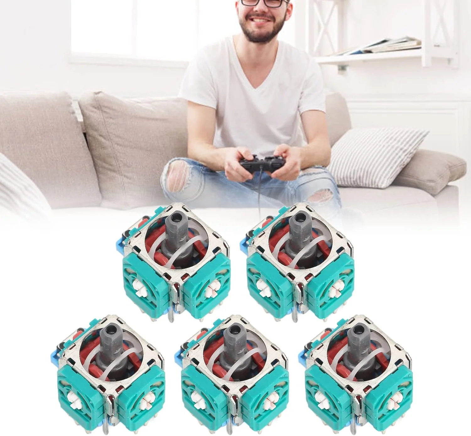 ماژول تعویض جوی استیک کنترلر PS5 - 5 عدد ماژول سنسور راکر سه بعدی برای استیک آنالوگ، کیت تعویض جوی استیک حرفه ای برای قطعات تعمیر کنترلر PS5