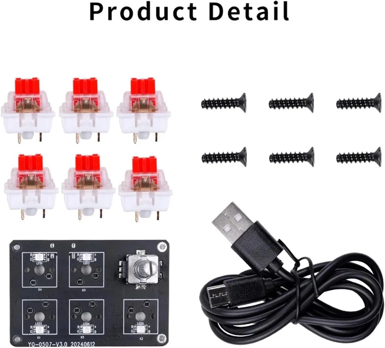 صفحه کلید مکانیکی 5 کلیدی کاملاً قابل برنامه ریزی با نور پس زمینه RGB LED و 6 رنگ قابل تنظیم برای پرینتر سه بعدی آزمایشگاهی