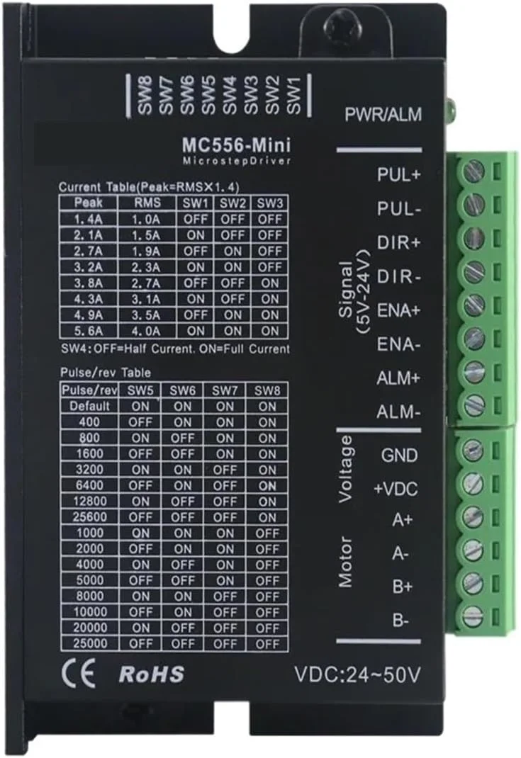 درایور موتور پله ای هیبریدی دو فاز دیجیتال مدل MC556mini DC20V～50V