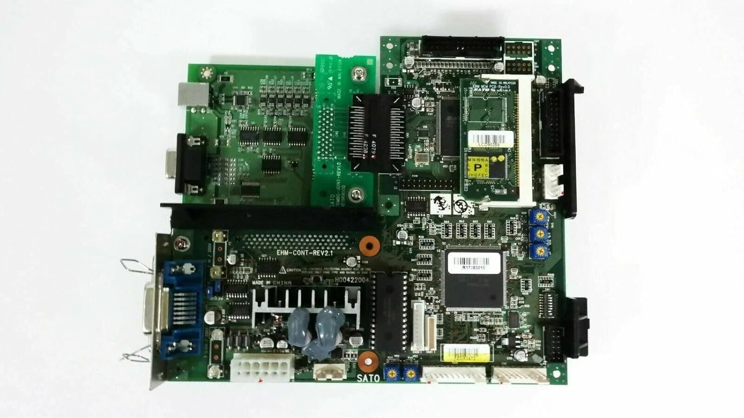 برد اصلی Tekswamp SATO EHM-Cont-REV2.1 به همراه برد فرعی COMBO-JOINT-REV1.0 برای پرینترهای حرارتی لیبل OKI LE810DT LE810DS