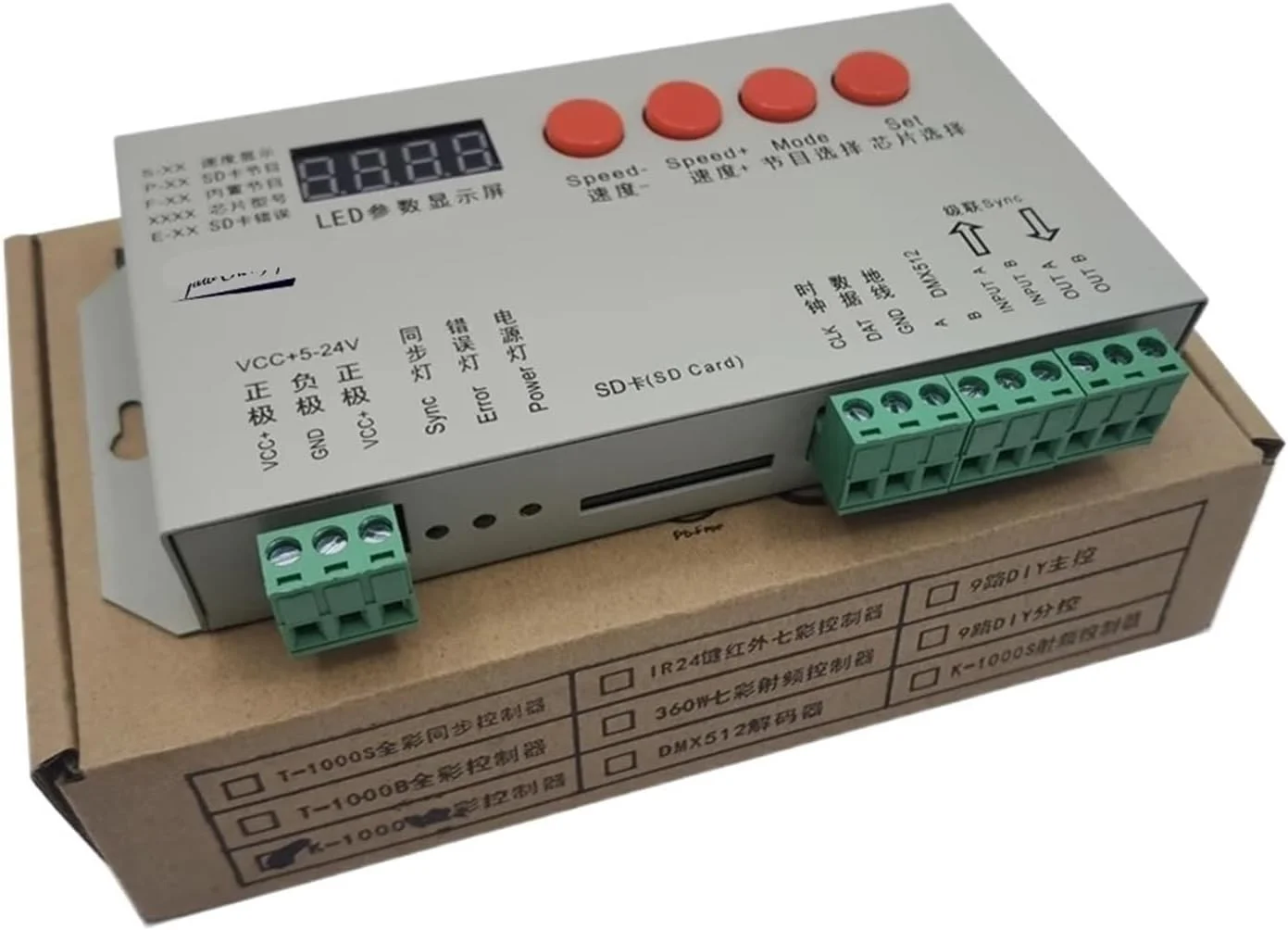 کنترلر T1000s K1000s برای WS2812B WS2811 APA102 T1000S WS2813 LED با قابلیت برنامه ریزی 2048 پیکسل DC5-24V (مدل K1000S)