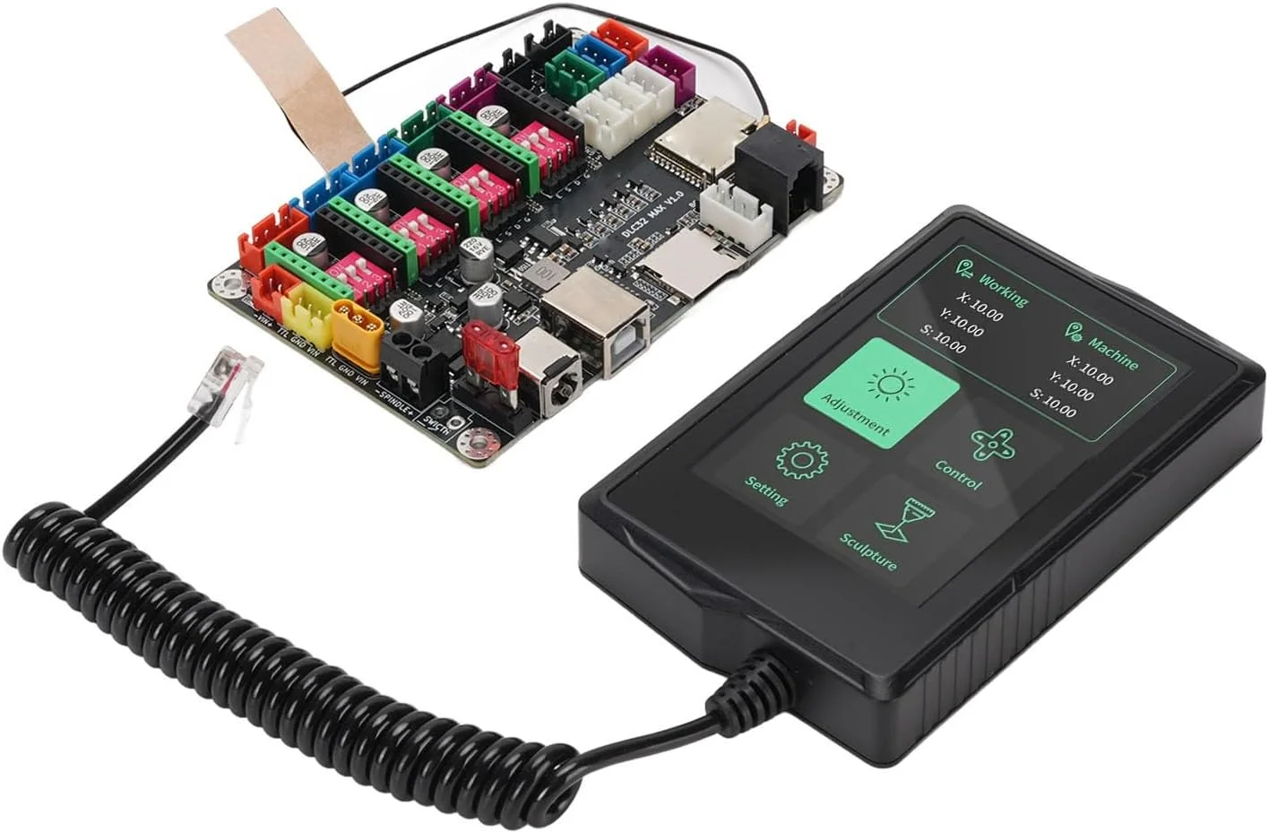 برد کنترل درایور موتور پله ای کیت دستگاه حکاکی روتر CNC با 4 درایور A4988 و صفحه لمسی 3.5 اینچی برای تراشه ESP32-S3، حکاکی سریال آفلاین و کنترل از راه دور