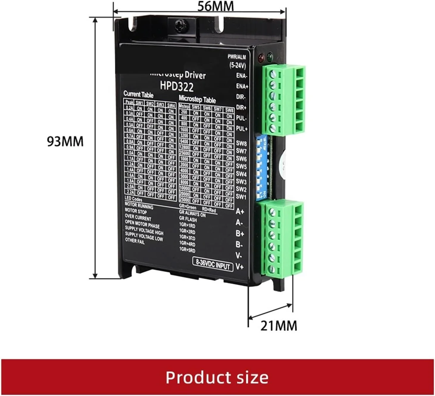 درایور موتور پله ای 17 NEMA23 سری موتور درایور موتور پله ای 2.2A HPD322 کنترلر CNC روتر برای پرینتر سه بعدی