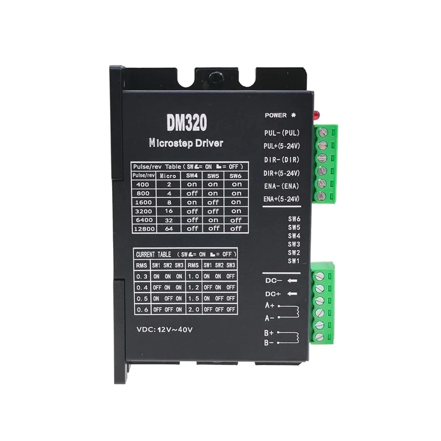 کنترلر درایور استارتر الکترونیکی استپر DM320 2H320 با 12800 میکرو استپ، پوسته استارتر الکترونیکی براشلس DC برای درایورهای استپر 28، 35، 42