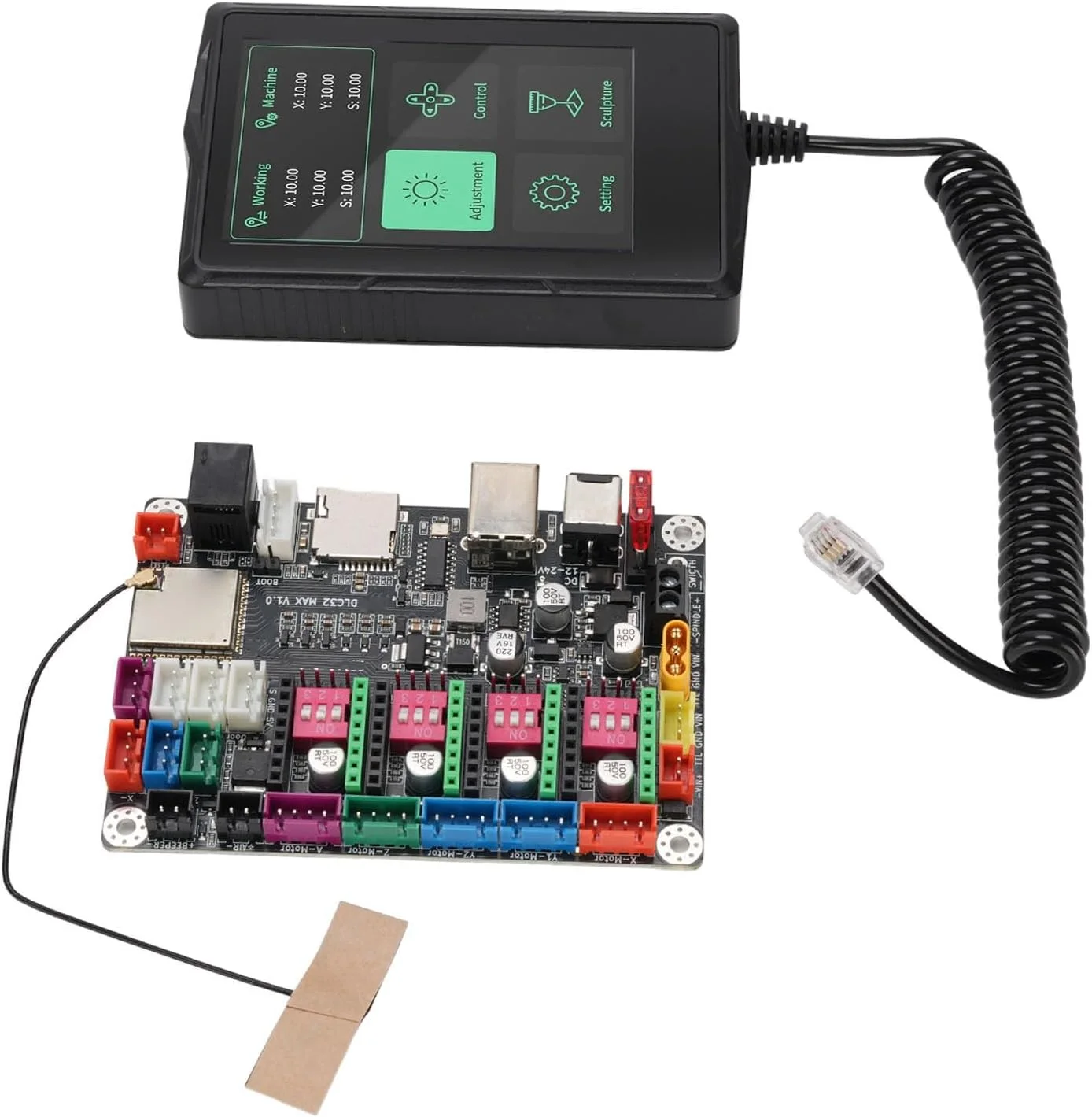 برد کنترل درایور موتور پله ای کیت دستگاه حکاکی روتر CNC با 4 درایور A4988 و صفحه لمسی 3.5 اینچی برای تراشه ESP32-S3، حکاکی سریال آفلاین و کنترل از راه دور
