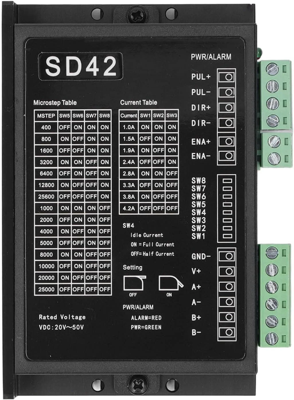 درایور موتور پله ای 2 فاز، کنترلر درایور موتور پله ای CNC، DC20 50V 10.42A با عملکرد خودکار، گشتاور بزرگ، حرارت و نویز کم برای موتورهای پله ای 39 42 57