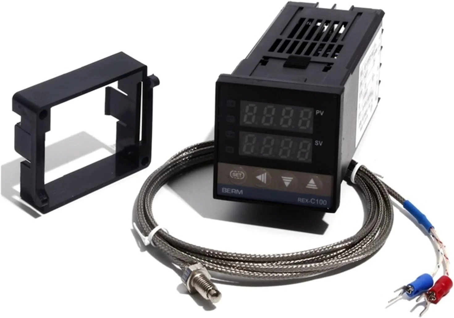 کیت کنترلر دمای دیجیتال PID مدل REX-C100 - ترموکوپل نوع K (رزوه M6) با خروجی SSR/رله (ست کنترلر 2 متری، خروجی SSR)