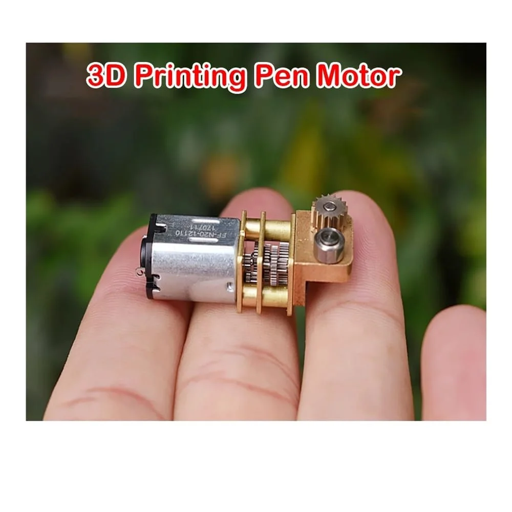 موتور گیربکس N20 برای قلم چاپ سه بعدی، استارتر الکترونیکی DC 3V 3.7V 5V 20RPM، موتور کاهنده سرعت پایین، استارتر الکترونیکی زاویه راست قلم چاپ