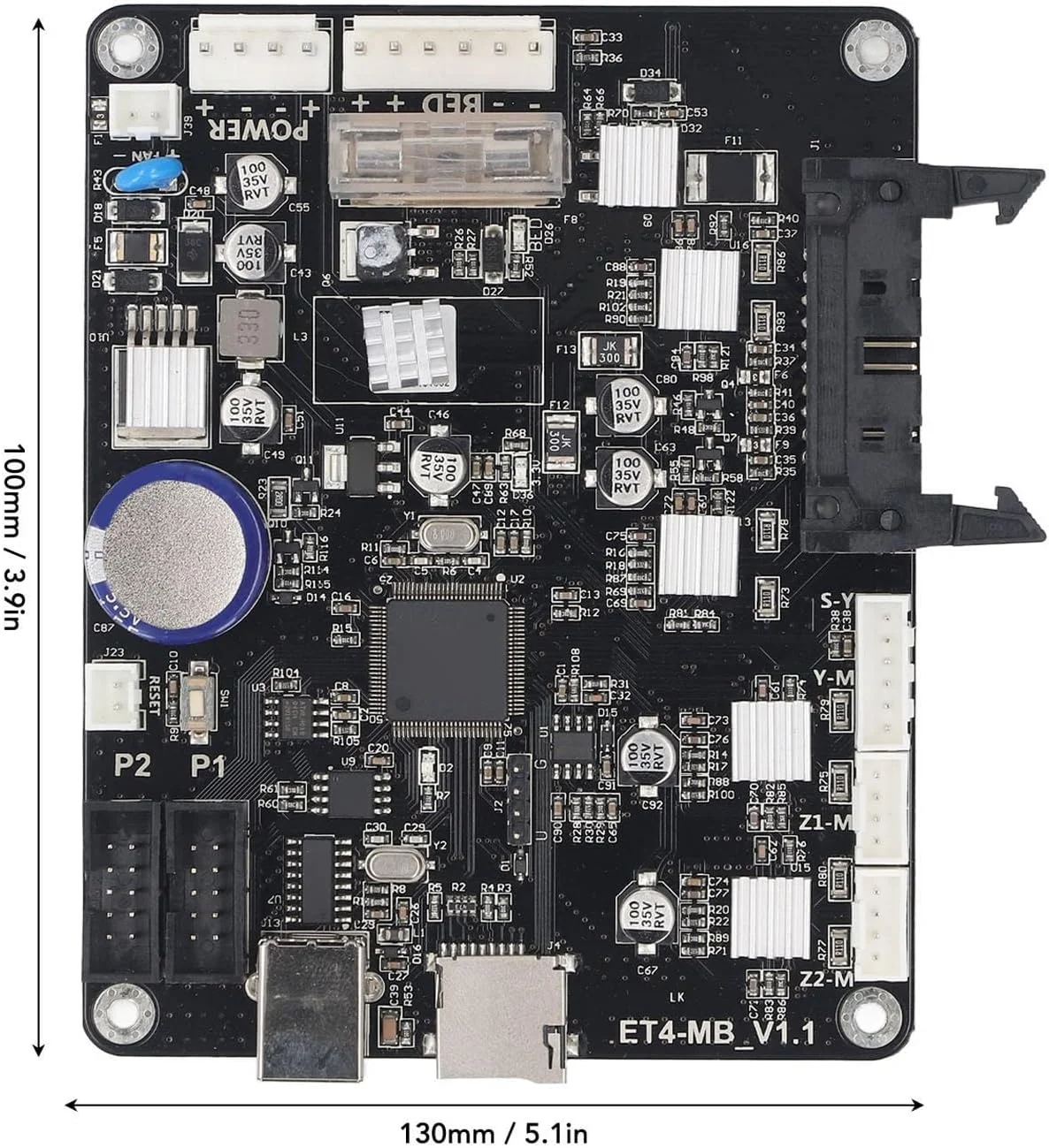 برد اصلی پرینتر سه بعدی 32 بیتی با تراشه STM32F407، پشتیبانی از دفع حرارت MOSFET 12 24 ولت، فرکانس اصلی تا 168 مگاهرتز با تراشه درایور موتور A4988 داخلی برای Anet ET5
