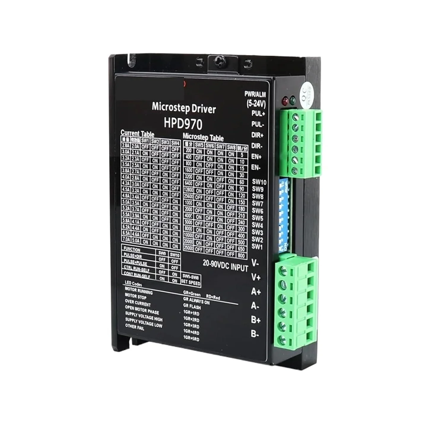 درایور موتور پله ای قدرتمند برای NEMA17 NEMA23 HPD970، درایو موتور 20-90VDC، کنترلر CNC روتر برای پرینتر سه بعدی