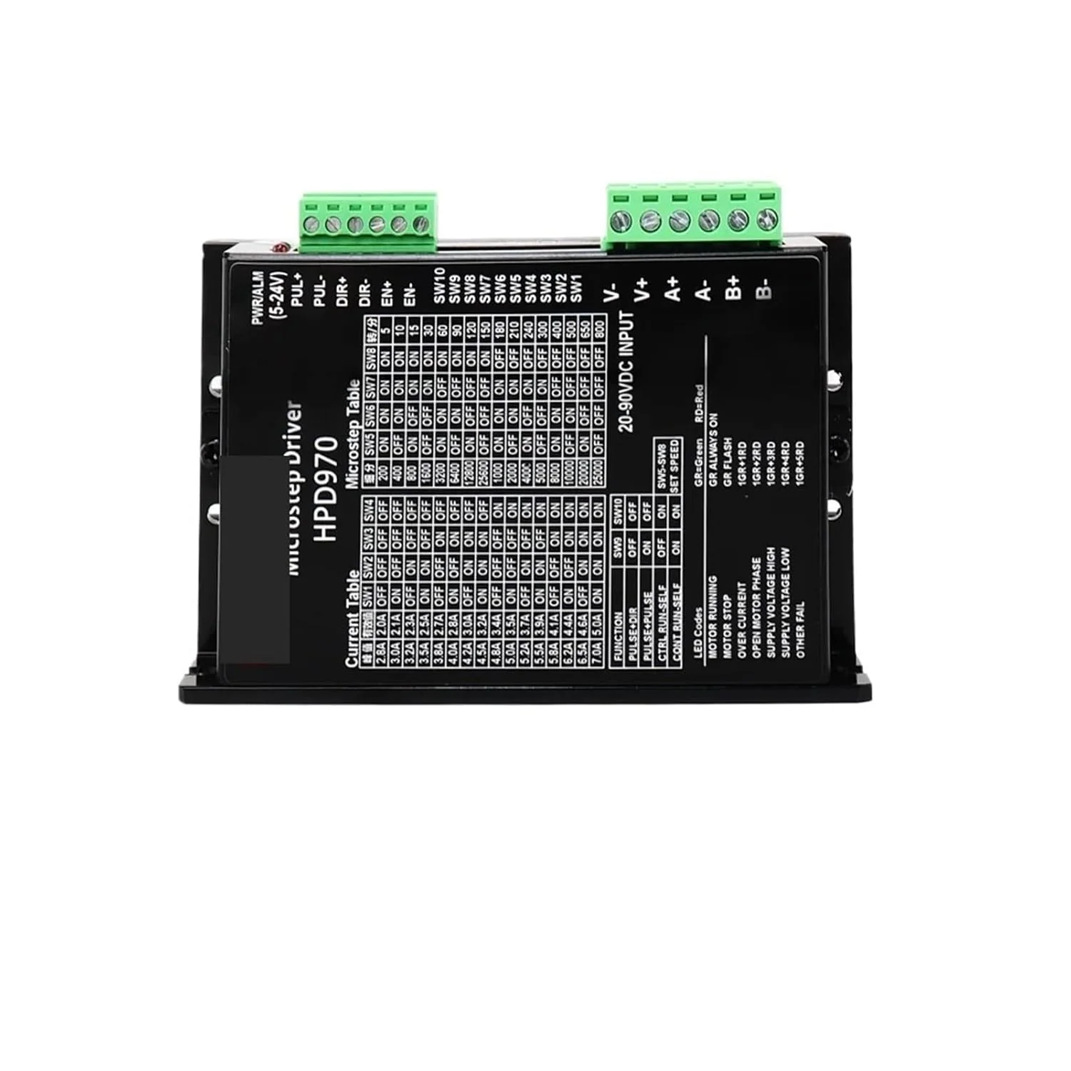 درایور موتور پله ای قدرتمند برای NEMA17 NEMA23 HPD970، درایو موتور 20-90VDC، کنترلر CNC روتر برای پرینتر سه بعدی