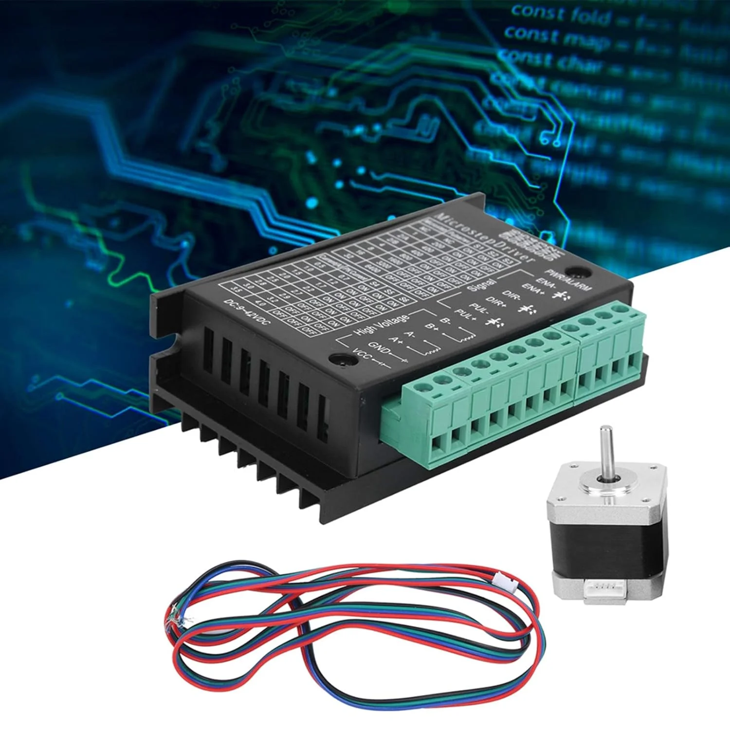 مجموعه درایو موتور پله ای 42 با عملکرد بالا 0.4N.M 17HS4401S با کیت درایور TB6600 4A برای ماشین های CNC، چاپگرهای سه بعدی، پروژه های رباتیک، سیم مینای دندان مسی خالص بادوام