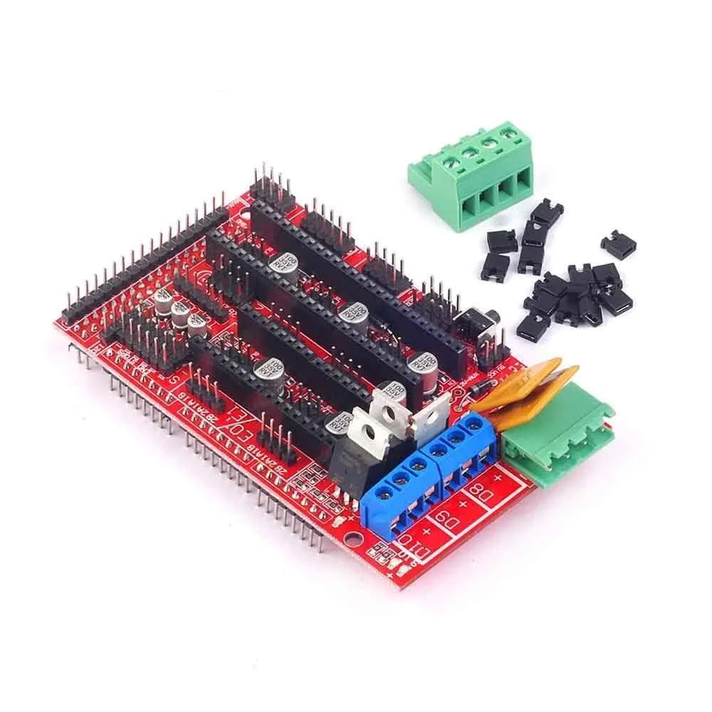 برد کنترل پنل رمپس 1.4، قطعه مادربرد، قطعات پرینتر سه بعدی، شیلد قرمز مشکی، کنترل ها، لوازم جانبی بردهای رمپس 1.4