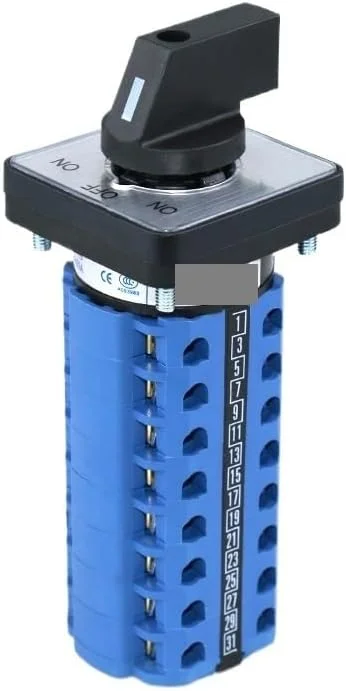 کلید گردان کنترلر تبدیل 8 فاز 32 پیچی 8 پل روشن-خاموش-روشن پنل 64 میلی متری 660 ولت 20 آمپر مدل SZW26/LW26-20