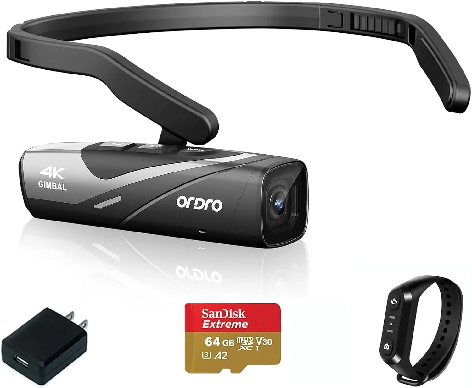 دوربین فیلمبرداری 4K مدل ORDRO EP8، دوربین ولاگ پوشیدنی با قابلیت استفاده بدون دست، دوربین فیلمبرداری 4K 60FPS UHD با قابلیت نصب روی سر، دارای تثبیت کننده گیمبال 2.0، کنترل از راه دور، کارت حافظه میکرو 64 گیگابایتی (مشکی)
