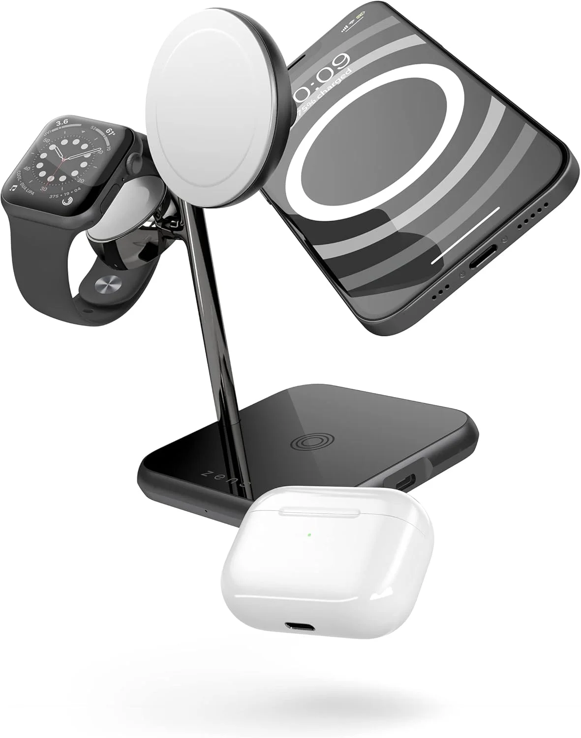 شارژر بی‌سیم 4 در 1 ZENS سازگار با آیفون، ساعت و ایرپاد - مشکی، ZEDC22B/00