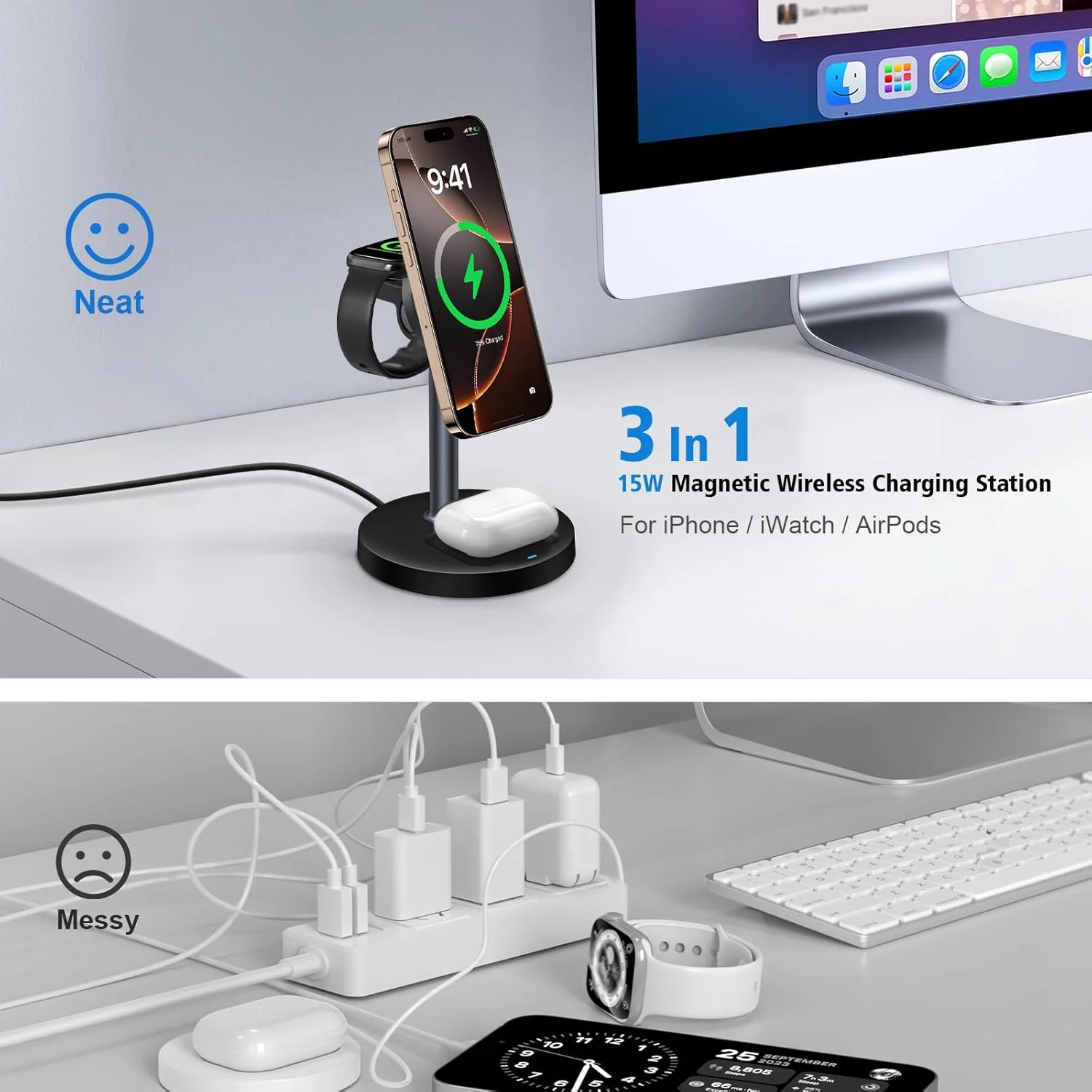 پایه شارژ بیسیم سریع 15 واتی 3 در 1 برای سری اپل، استند شارژر مغناطیسی Mag-Safe با زاویه قابل تنظیم، برای آیفون 16 15 14 13 12، اپل واچ، ایرپادز، هدیه برای آقایان (بدون آداپتور AC) - مشکی پایه شارژ بیسیم سریع 15 واتی 3 در 1 برای سری اپل، استند شارژر مغناطیسی Mag-Safe با زاویه قابل تنظیم، برای آیفون 16 15 14 13 12، اپل واچ، ایرپادز، هدیه برای آقایان (بدون آداپتور AC) - مشکی