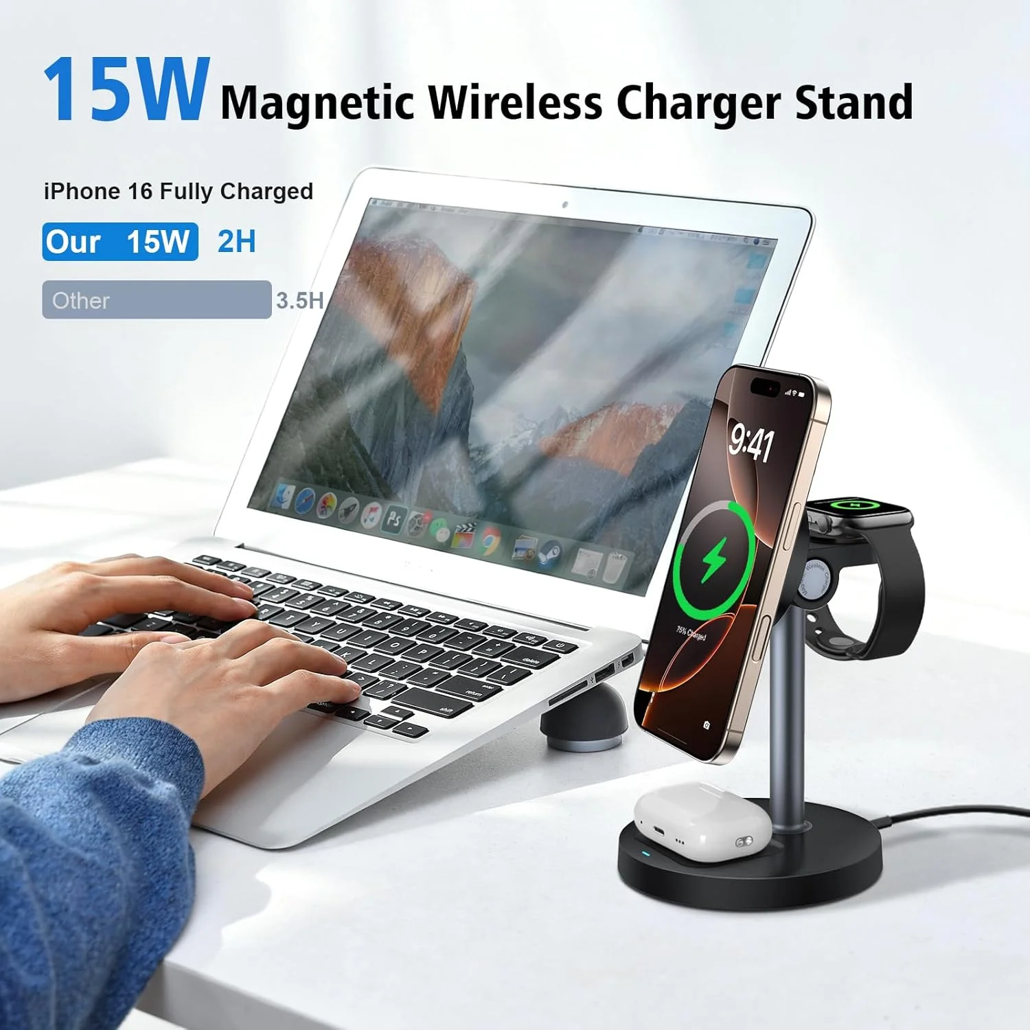 پایه شارژ بیسیم سریع 15 واتی 3 در 1 برای سری اپل، استند شارژر مغناطیسی Mag-Safe با زاویه قابل تنظیم، برای آیفون 16 15 14 13 12، اپل واچ، ایرپادز، هدیه برای آقایان (بدون آداپتور AC) - مشکی پایه شارژ بیسیم سریع 15 واتی 3 در 1 برای سری اپل، استند شارژر مغناطیسی Mag-Safe با زاویه قابل تنظیم، برای آیفون 16 15 14 13 12، اپل واچ، ایرپادز، هدیه برای آقایان (بدون آداپتور AC) - مشکی