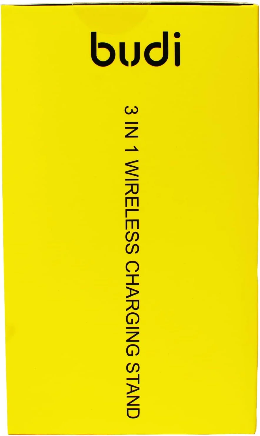 پایه شارژ بی‌سیم 3 در 1 Budi | شارژر 15 واتی با نشانگر LED سازگار با آیفون 13 پرو مکس، پرو، 13، اپل واچ سری 7،6،5،4،3،2،1، ایرپاد 1/2، پرو، 3 و غیره - مشکی