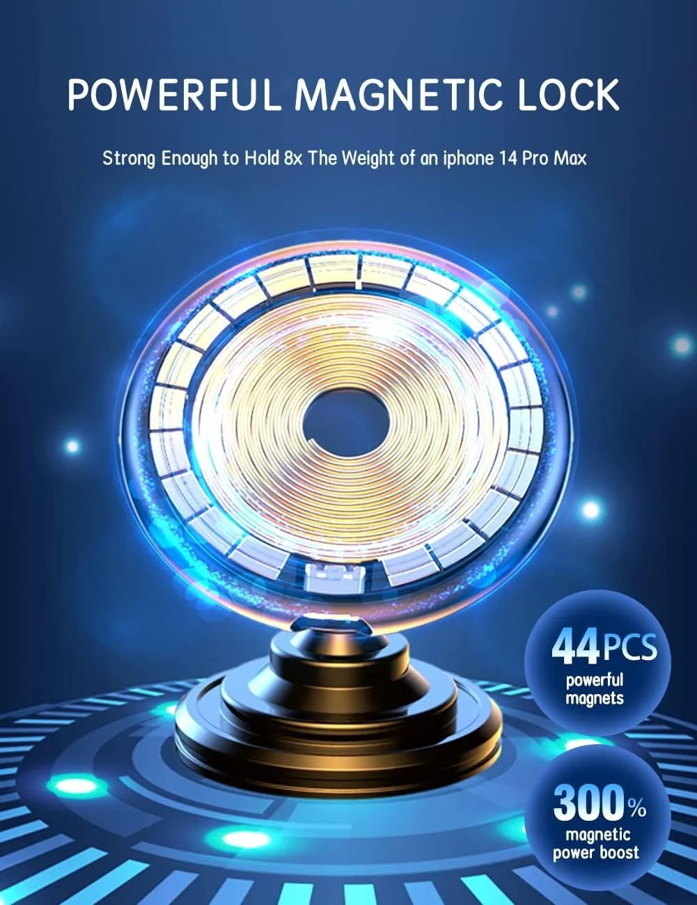 شارژر بی‌سیم 15 واتی خودرو، سازگار با پایه نگهدارنده خودرو Magsafe، نگهدارنده مغناطیسی/آهنربایی تلفن همراه با قابلیت شارژ سریع، سازگار با آیفون 14/14 پلاس/13/12/12 پرو/پرو مکس/مینی