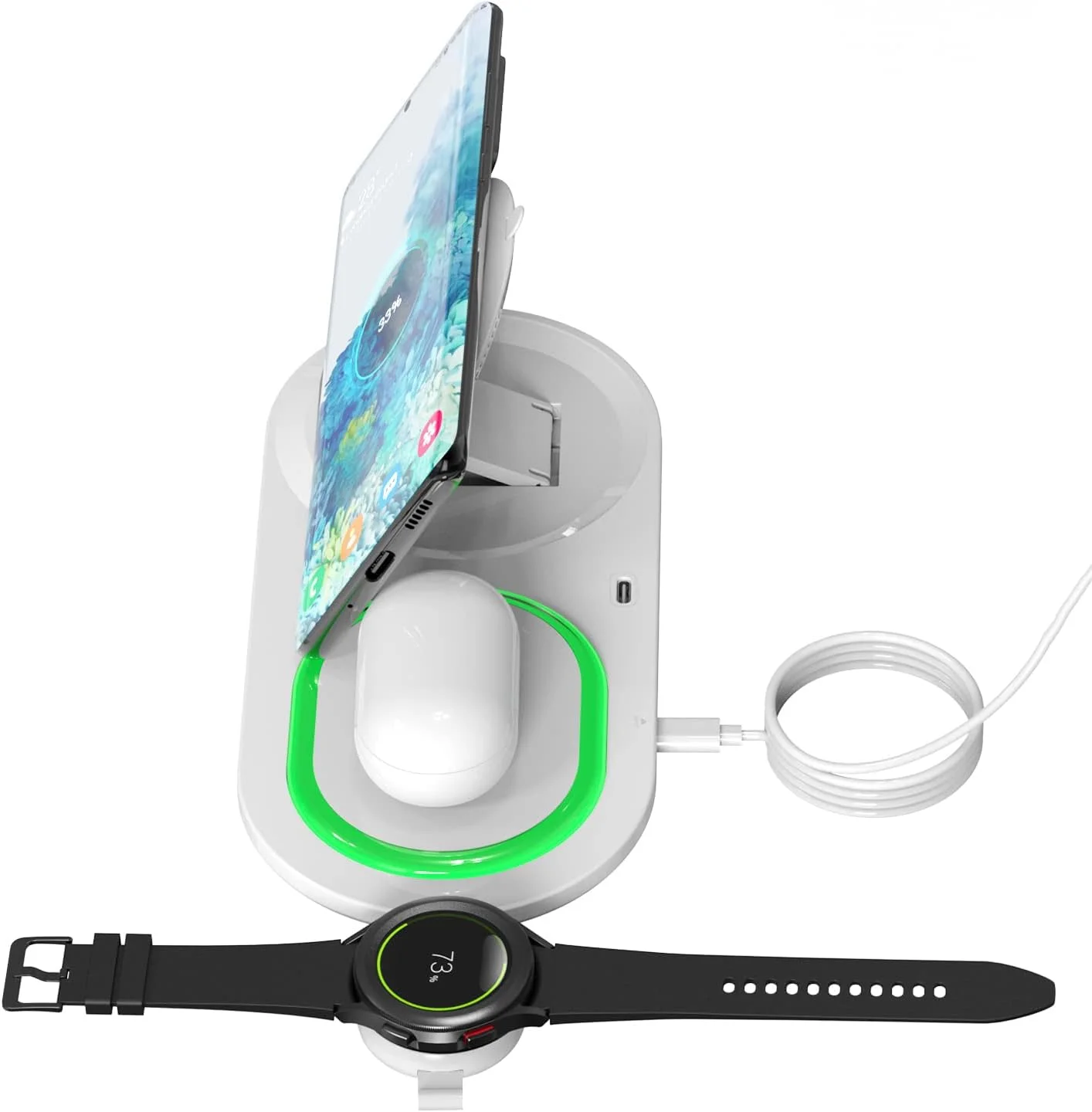 پایه شارژ بیسیم 3 در 1، ایستگاه شارژ بیسیم برای Samsung Galaxy S22/S21/S20/S10/Note 20/Z Flip 4/Z Fold 4، شارژر جداشدنی ساعت Samsung برای Galaxy Watch 5/4/3/Active 2، Buds 2/Pro/+, سفید پایه شارژ بیسیم 3 در 1، ایستگاه شارژ بیسیم برای Samsung Galaxy S22/S21/S20/S10/Note 20/Z Flip 4/Z Fold 4، شارژر جداشدنی ساعت Samsung برای Galaxy Watch 5/4/3/Active 2، Buds 2/Pro/+, سفید