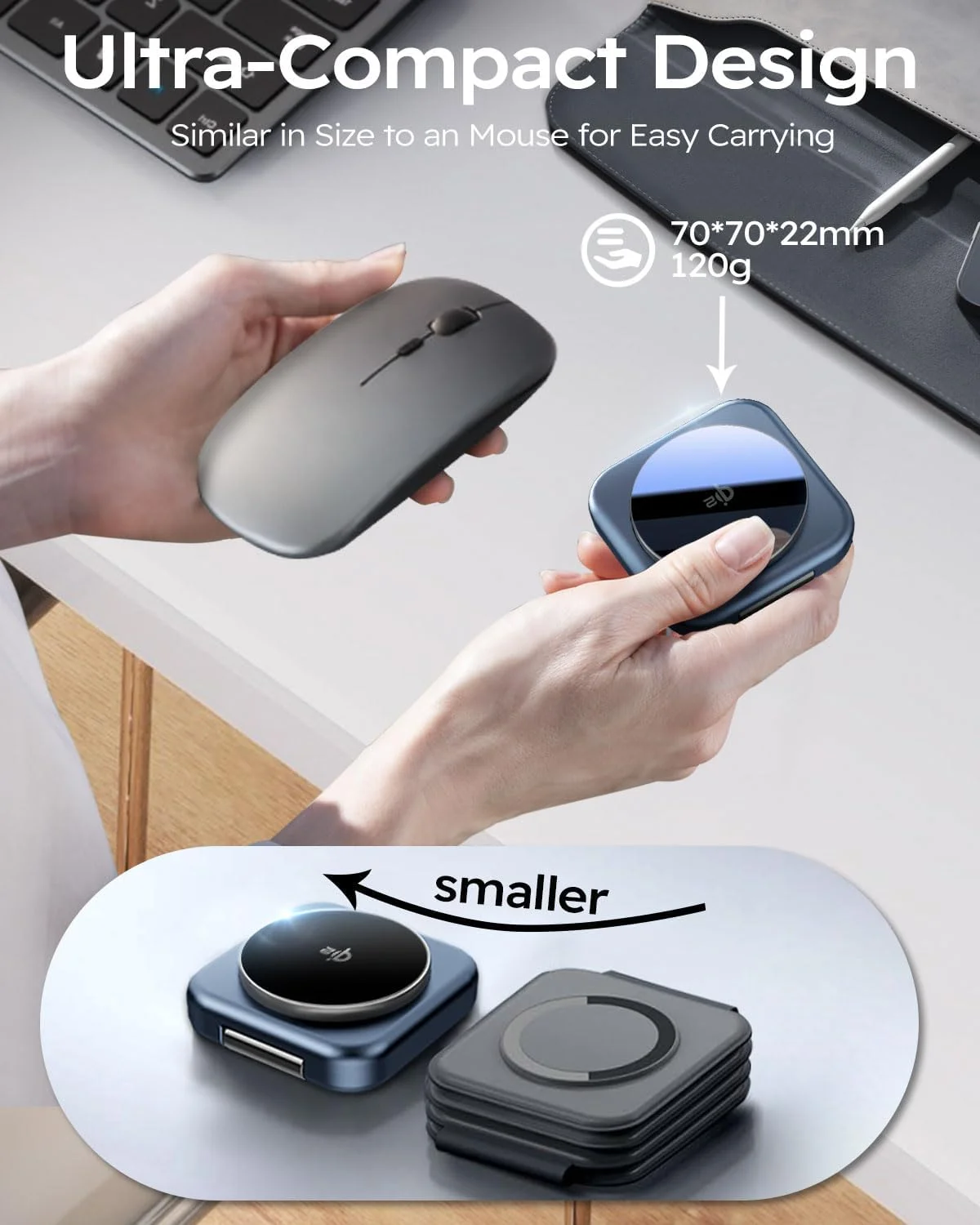 استند شارژر وایرلس 3 در 1، شارژر مغناطیسی تاشو 30 واتی دارای گواهینامه Qi2 برای شارژر اپل مگ‌سیف، استند شارژر وایرلس مغناطیسی سریع برای سری آیفون 17-12، ایرپادز، اپل واچ