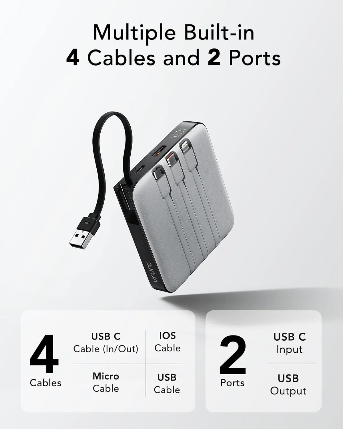 پاور بانک 20000mAh VRURC با کابل های داخلی، شارژ سریع 22.5 واتی تلفن، شارژر قابل حمل USB C، نمایشگر LED، سازگار با آیفون، سازگار با سامسونگ، تلفن اندروید پاور بانک 20000mAh VRURC با کابل های داخلی، شارژ سریع 22.5 واتی تلفن، شارژر قابل حمل USB C، نمایشگر LED، سازگار با آیفون، سازگار با سامسونگ، تلفن اندروید