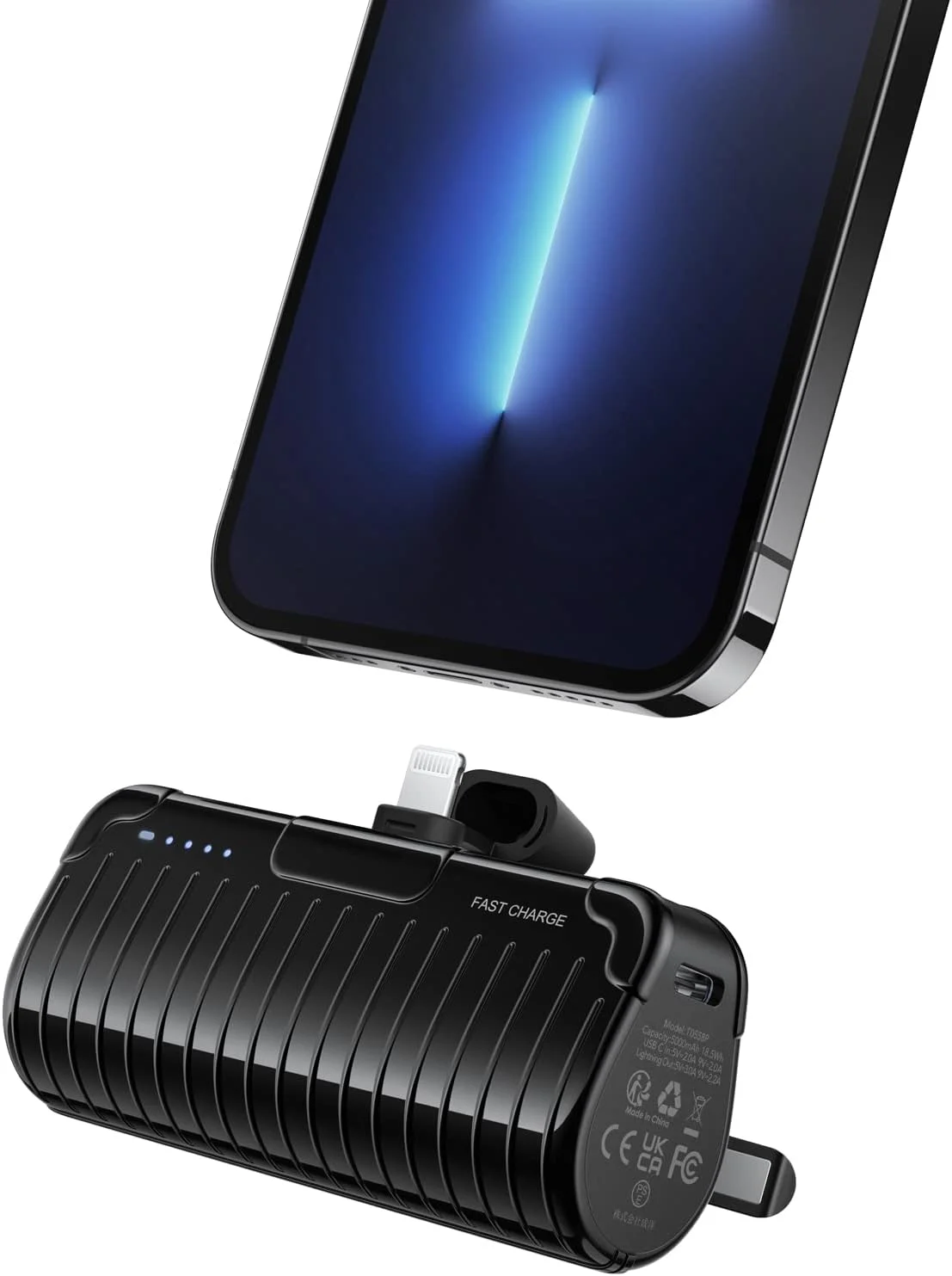 شارژر همراه کوچک قابل حمل VEGER با ظرفیت 5000 میلی آمپر ساعت، پاور بانک برای آیفون، بسته باتری شارژ سریع PD20W با پایه تاشو، پاور بانک باریک سازگار با آیفون 14/13 پرو، 12/12 پرو، XR، X، 8، ایرپادز پرو