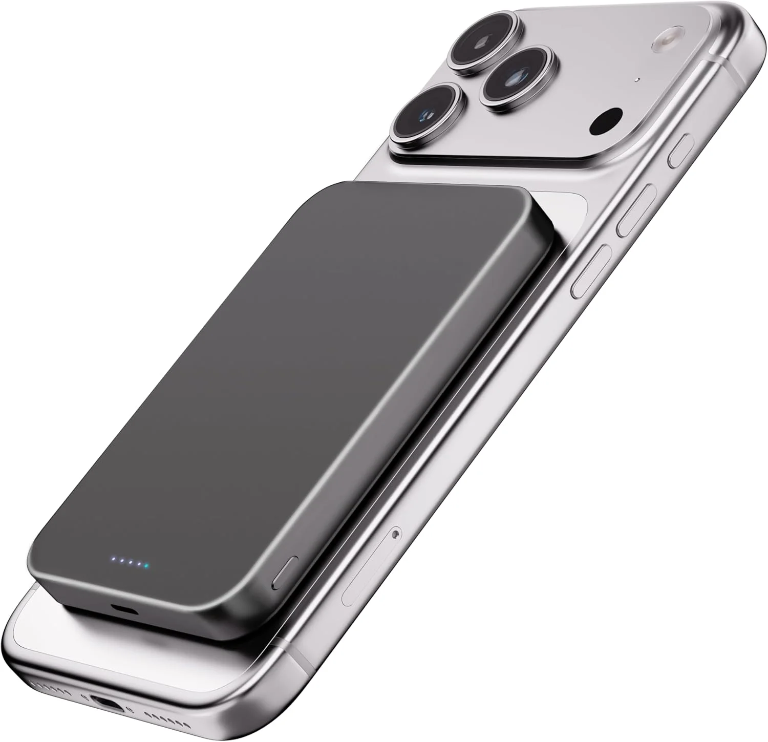 پاور بانک فوق العاده باریک 10000 میلی آمپر ساعتی، شارژر بی سیم مغناطیسی قابل حمل، بسته باتری شارژ سریع 22.5 واتی، همراه با کابل USB-C، طراحی شده برای آیفون ایر /17/16/15/14/13/12، خاکستری یخچالی