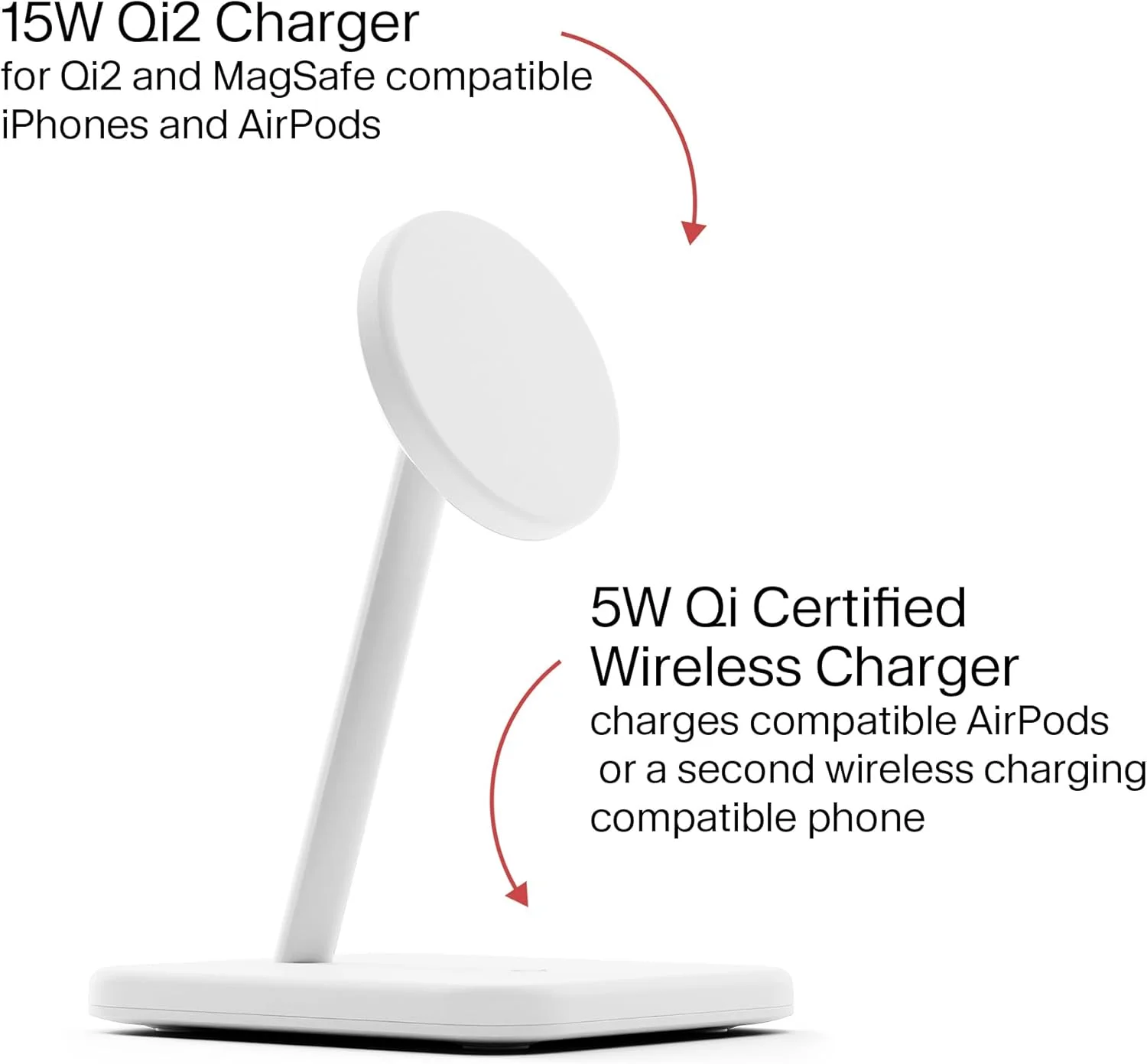 پایه شارژ بی‌سیم 2 در 1 HiRise 2 Deluxe Twelve South برای آیفون و ایرپادز - سفید