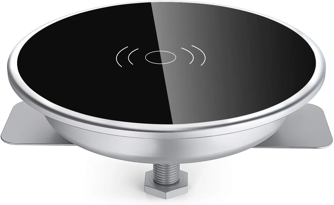 شارژر بی‌سیم توکار رومیزی TERRIFI، پد شارژ سریع 15 واتی، ایستگاه شارژ بی‌سیم مخفی، شارژر بی‌سیم نامرئی تلفن، سازگار با آیفون، سامسونگ